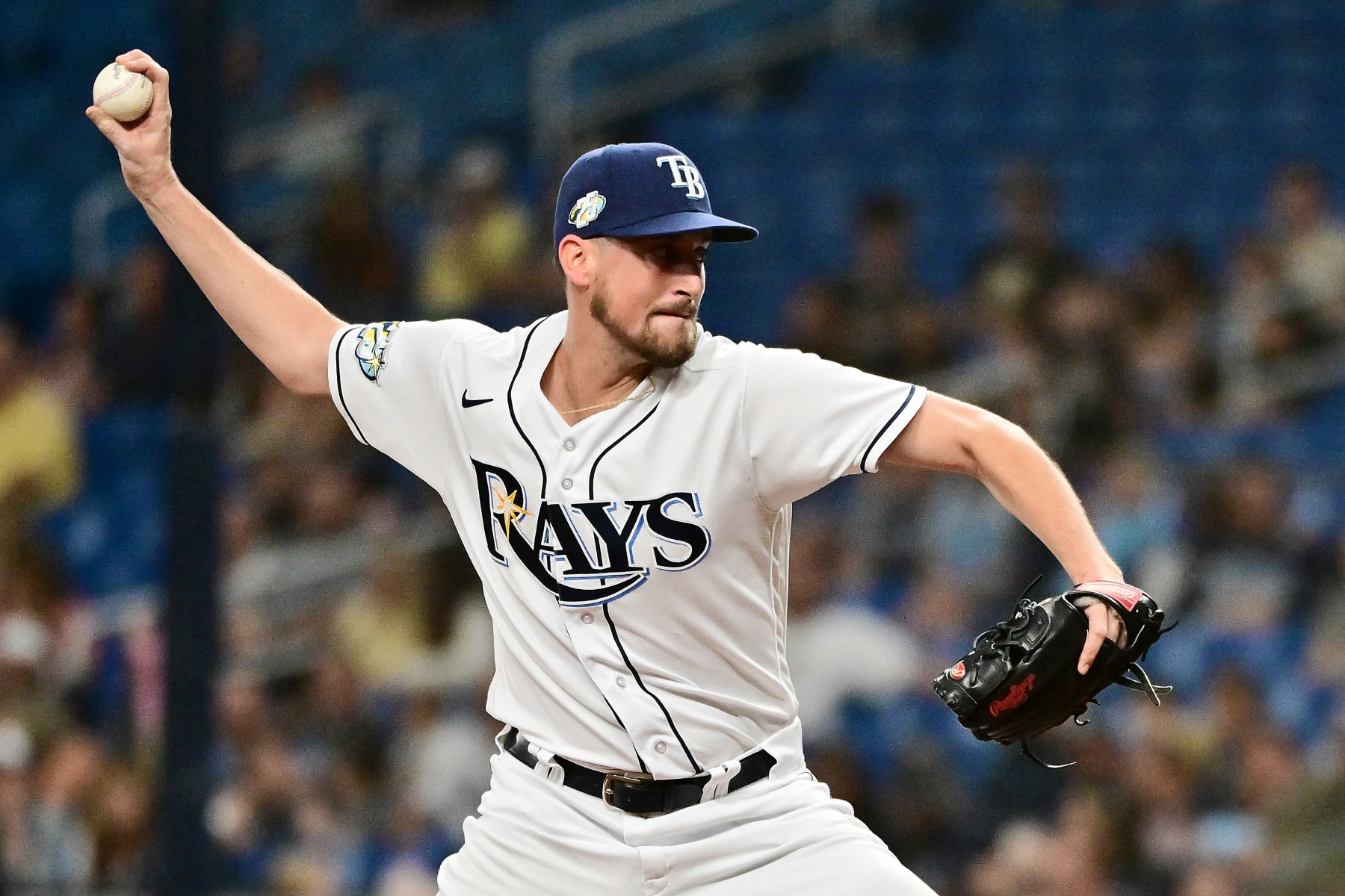 ST PETERSBURG, FLORIDA - JUNE 07: Cooper Criswell #71 of the Tampa Bay Rays pitches in the third inning against the Minnesota Twins at Tropicana Field on June 07, 2023 in St Petersburg, Florida. (Photo by Julio Aguilar/Getty Images)