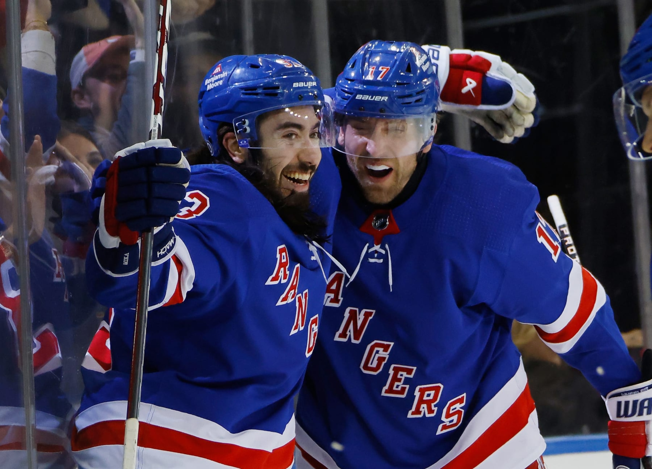 Mika Zibanejad (left) and Blake Wheeler
