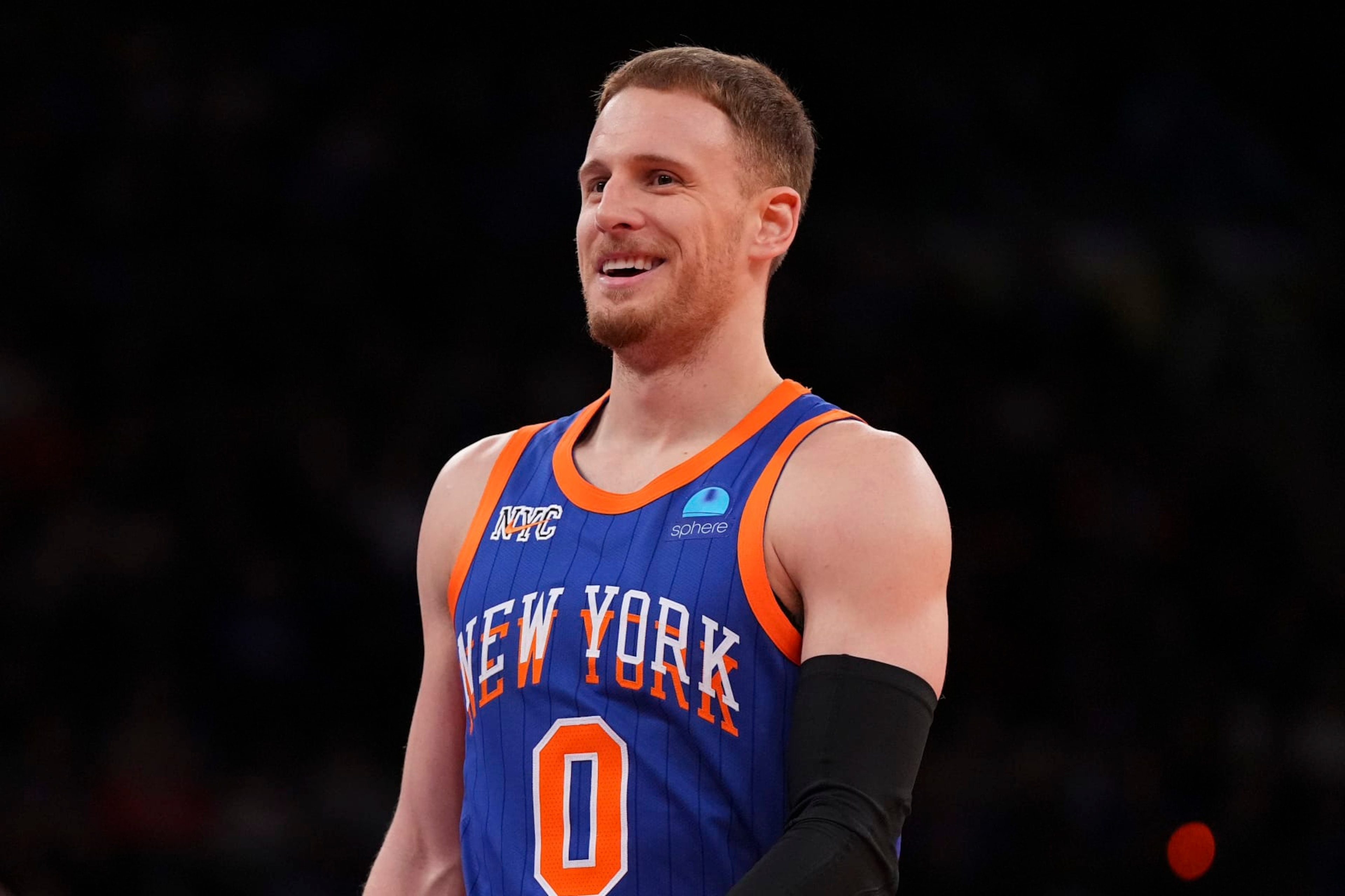 NEW YORK, NEW YORK - NOVEMBER 24: Donte DiVincenzo #0 of the New York Knicks reacts against the Miami Heat in the fourth quarter during the NBA In-Season Tournament at Madison Square Garden on November 24, 2023 in New York City. The New York Knicks defeated the Miami Heat 100-98. NOTE TO USER: User expressly acknowledges and agrees that, by downloading and or using this photograph, User is consenting to the terms and conditions of the Getty Images License Agreement. (Photo by Mitchell Leff/Getty Images) NEW YORK, NEW YORK - NOVEMBER 24: Donte DiVincenzo #0 of the New York Knicks reacts against the Miami Heat in the fourth quarter during the NBA In-Season Tournament at Madison Square Garden on November 24, 2023 in New York City. The New York Knicks defeated the Miami Heat 100-98. NOTE TO USER: User expressly acknowledges and agrees that, by downloading and or using this photograph, User is consenting to the terms and conditions of the Getty Images License Agreement. (Photo by Mitchell Leff/Getty Images)