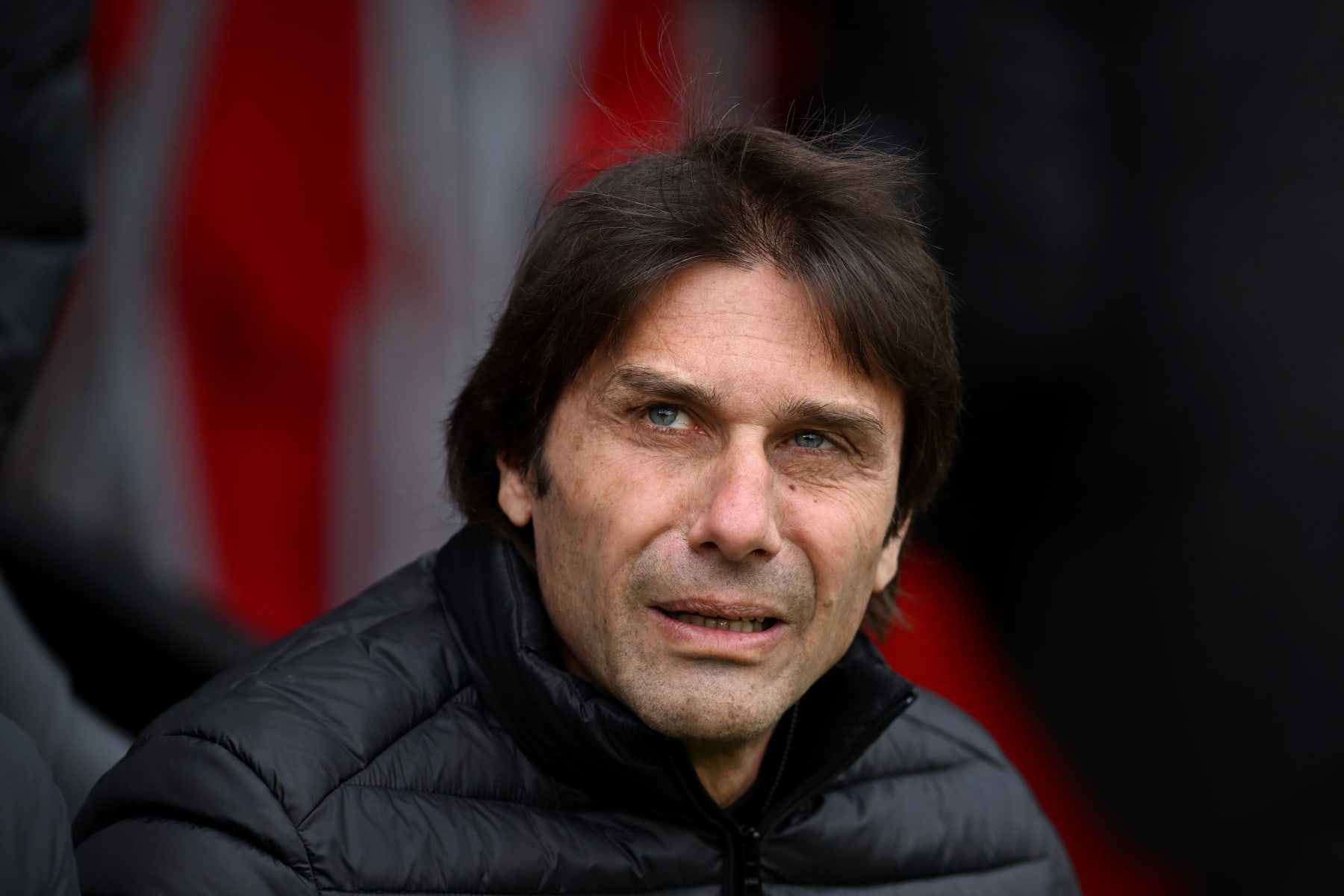 SOUTHAMPTON, ENGLAND - MARCH 18: Antonio Conte, Manager of Tottenham Hotspur, looks on prior to the Premier League match between Southampton FC and Tottenham Hotspur at Friends Provident St. Mary's Stadium on March 18, 2023 in Southampton, England. (Photo by Mike Hewitt/Getty Images)