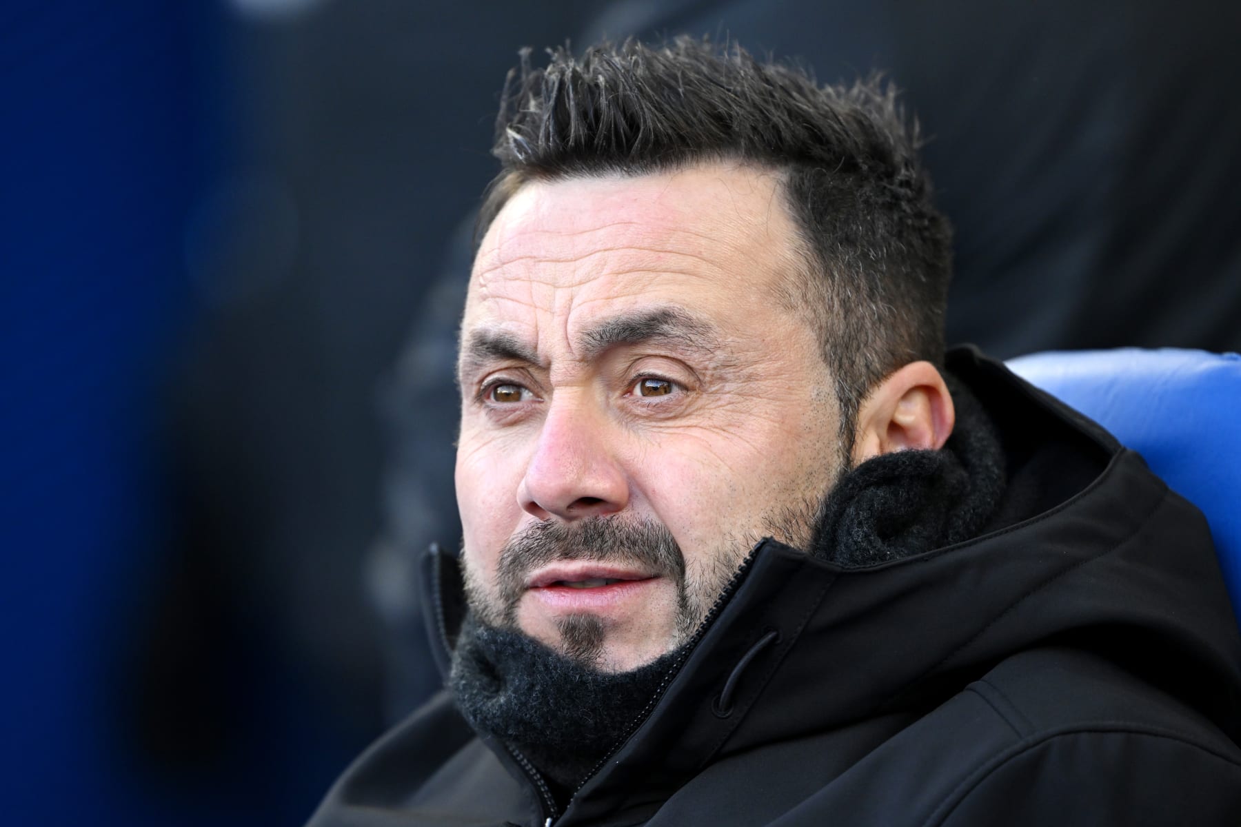 BRIGHTON, ENGLAND - DECEMBER 09: Roberto De Zerbi, Manager of Brighton & Hove Albion, looks on prior to the Premier League match between Brighton & Hove Albion and Burnley FC at American Express Community Stadium on December 09, 2023 in Brighton, England. (Photo by Mike Hewitt/Getty Images)