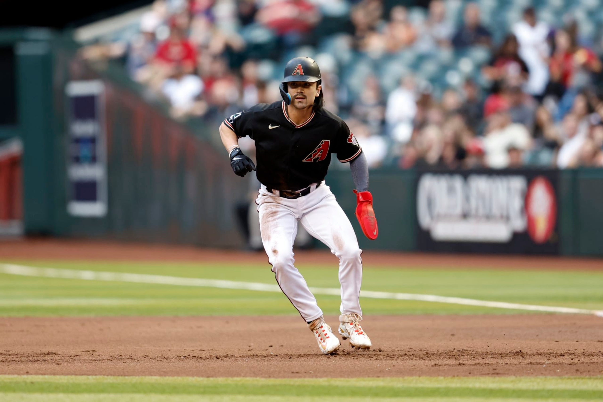 PHOENIX, ARIZONA - MAY 31: Corbin Carroll #7 of the Arizona Diamondbacks leads off first base during the game against the Colorado Rockies at Chase Field on May 31, 2023 in Phoenix, Arizona. The Diamondbacks defeated the Rockies 6-0. (Photo by Chris Coduto/Getty Images) PHOENIX, ARIZONA - MAY 31: Corbin Carroll #7 of the Arizona Diamondbacks leads off first base during the game against the Colorado Rockies at Chase Field on May 31, 2023 in Phoenix, Arizona. The Diamondbacks defeated the Rockies 6-0. (Photo by Chris Coduto/Getty Images)