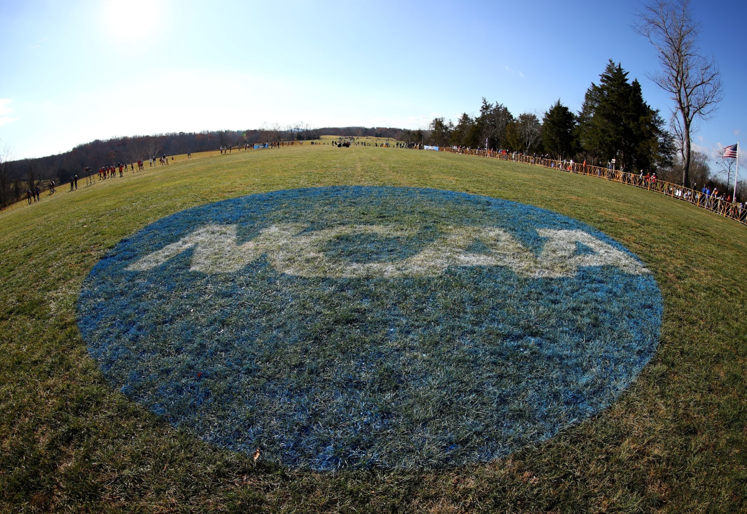 EARLYSVILLE, VIRGINIA - NOVEMBER 18: Signage during the Division I Mens and Womens Cross Country Championship held at Panorama Farms on November 18, 2023 in Earlysville, Virginia. (Photo by Jamie Schwaberow/NCAA Photos via Getty Images)