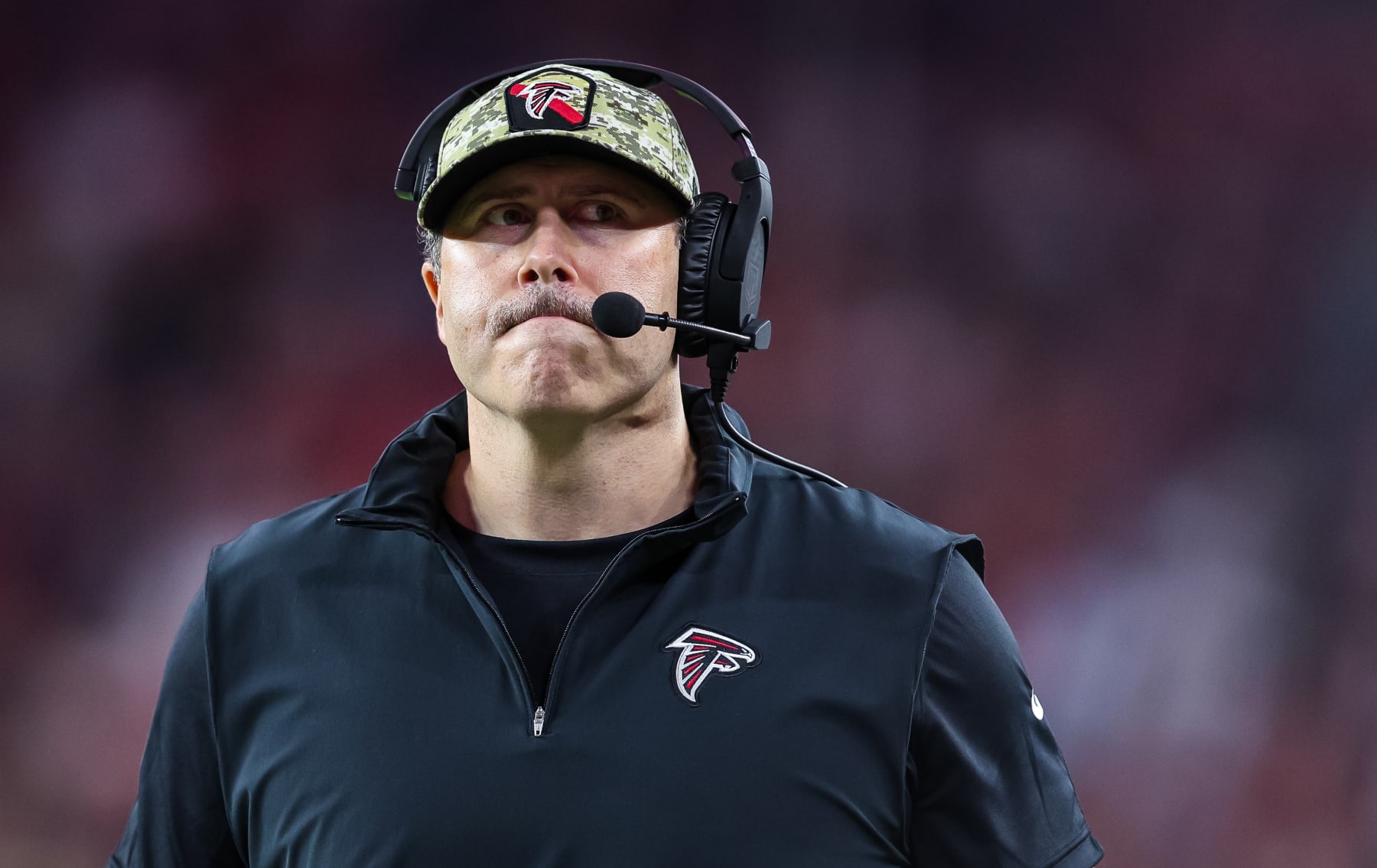 GLENDALE, ARIZONA - NOVEMBER 12: Atlanta Falcons head coach Arthur Smith looks on late in the fourth quarter of a game against the Arizona Cardinals at State Farm Stadium on November 12, 2023 in Glendale, Arizona. (Photo by Mike Christy/Getty Images)