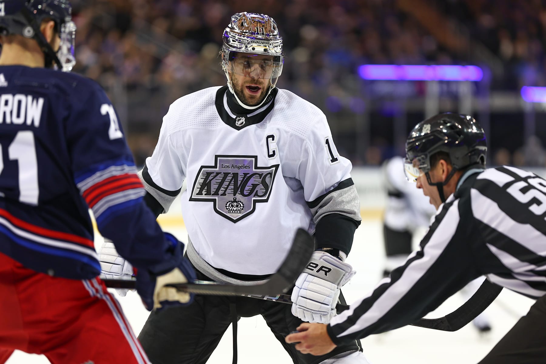 NEW YORK, NY - DECEMBER 10:  Anze Kopitar #11 of the Los Angeles Kings during the game against the New York Rangers on December 10, 2023 at Madison Square Garden in New York, New York,  (Photo by Rich Graessle/Getty Images)