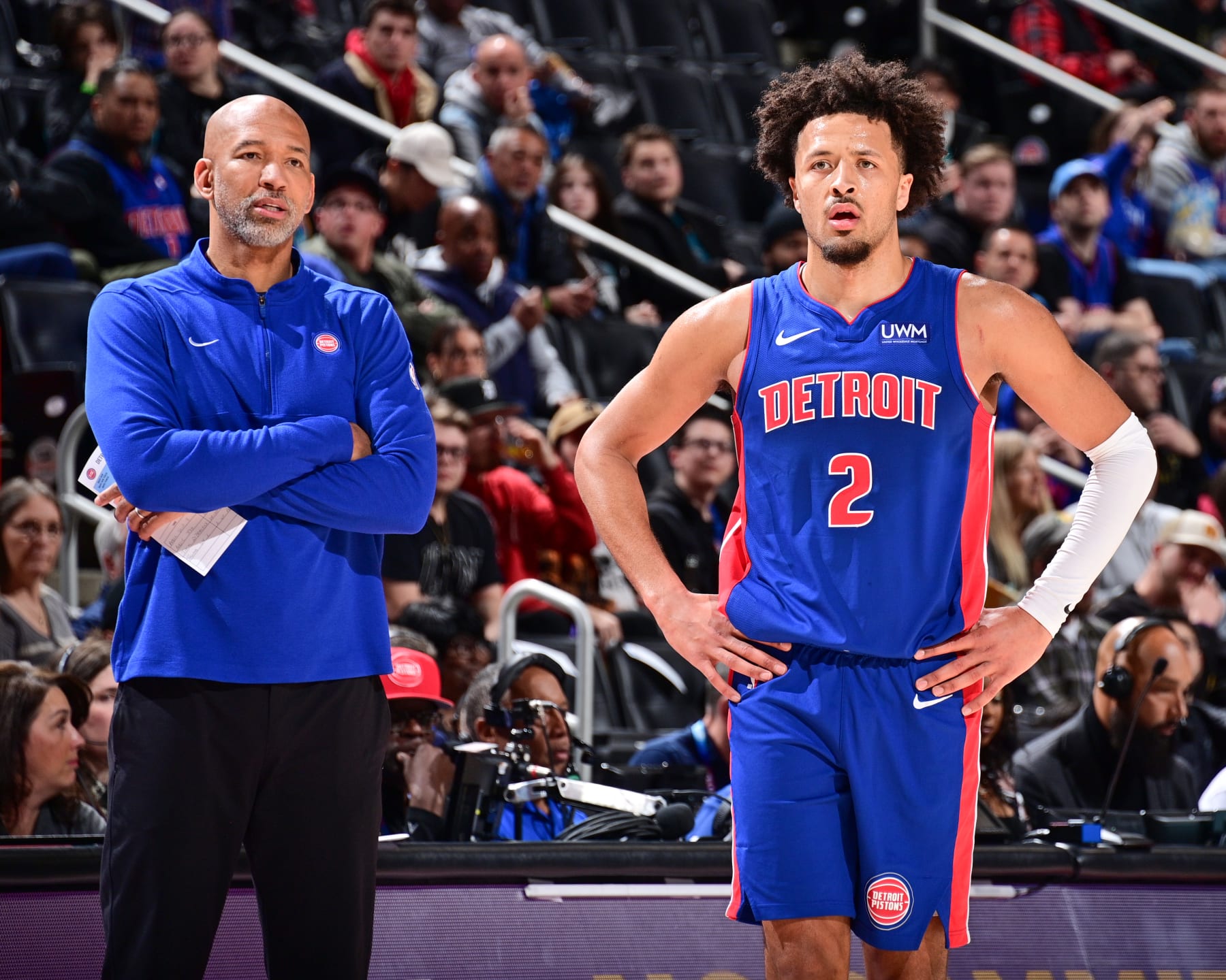 Pistons head coach Monty Williams and Cade Cunningham