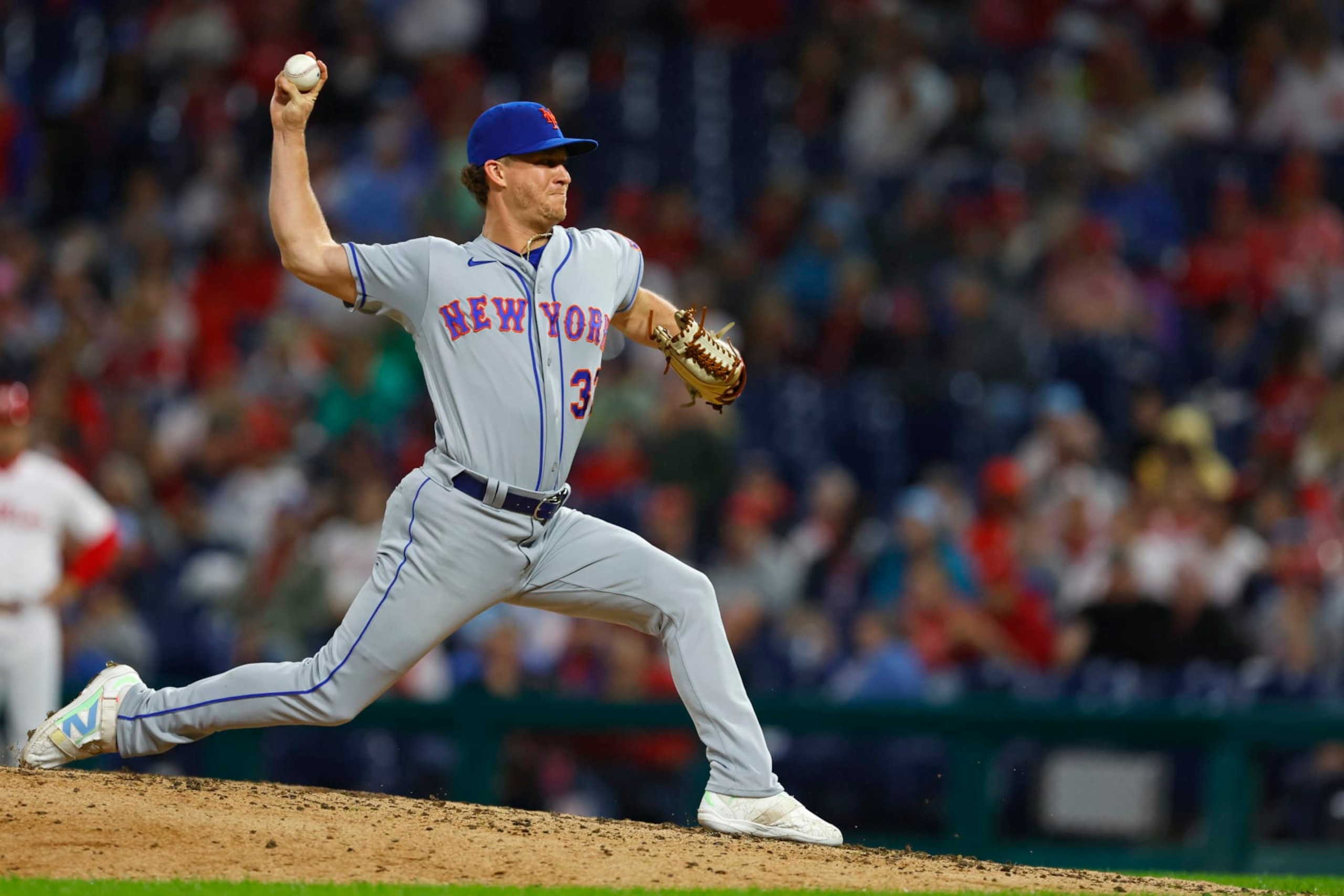 PHILADELPHIA, PENNSYLVANIA - SEPTEMBER 24: Trevor Gott #33 of the New York Mets in action against the Philadelphia Phillies during a game at Citizens Bank Park on September 24, 2023 in Philadelphia, Pennsylvania. (Photo by Rich Schultz/Getty Images) PHILADELPHIA, PENNSYLVANIA - SEPTEMBER 24: Trevor Gott #33 of the New York Mets in action against the Philadelphia Phillies during a game at Citizens Bank Park on September 24, 2023 in Philadelphia, Pennsylvania. (Photo by Rich Schultz/Getty Images)