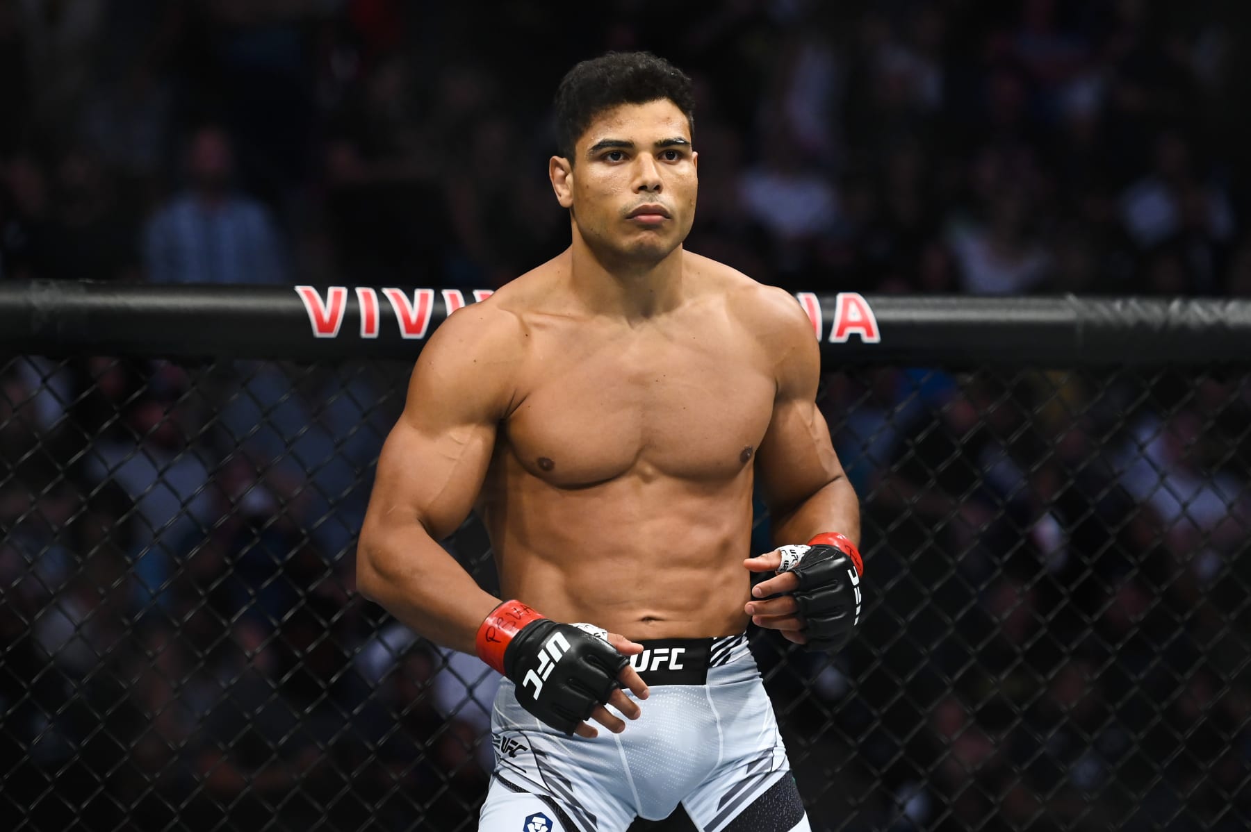 SALT LAKE CITY, UTAH - AUGUST 20: Paulo Costa of Brazil looks on in a middleweight bout against Luke Rockhold of the United States during UFC 278 at Vivint Arena on August 20, 2022 in Salt Lake City, Utah. (Photo by Alex Goodlett/Getty Images)