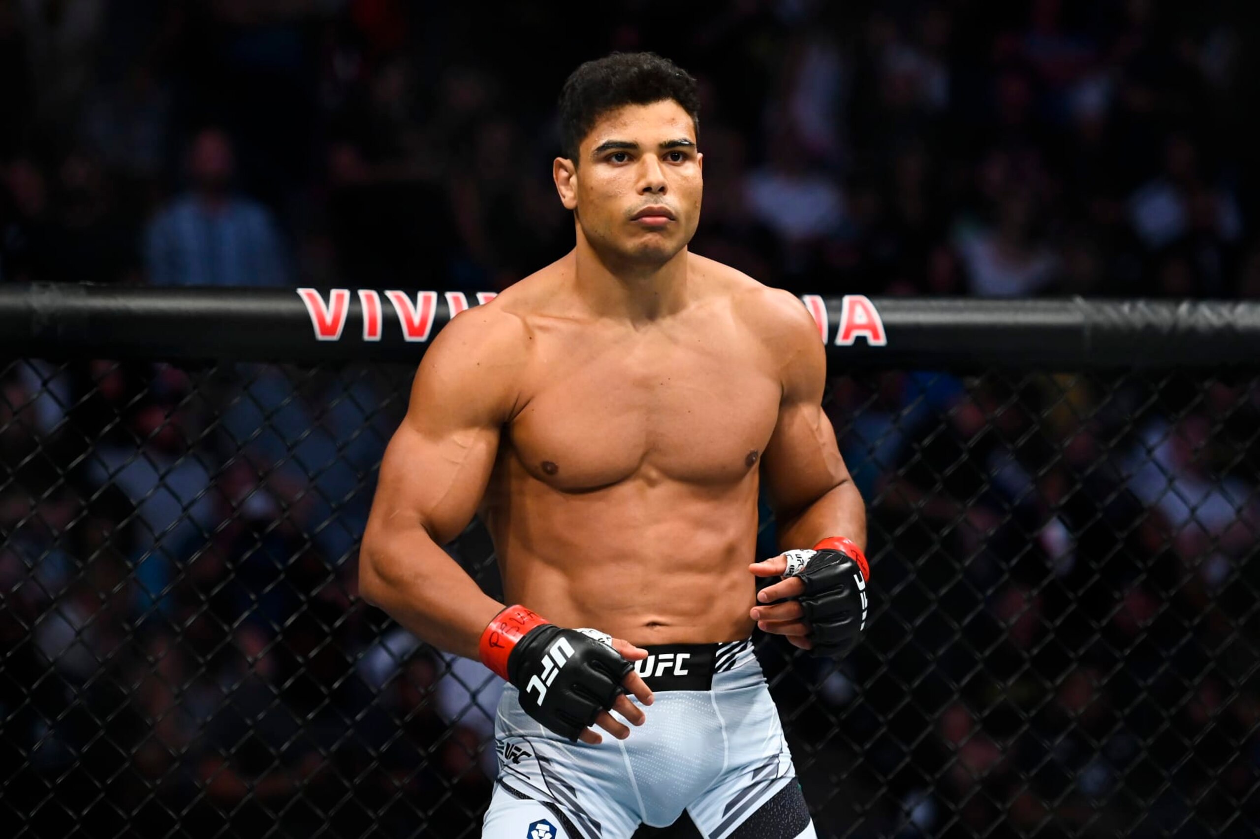 SALT LAKE CITY, UTAH - AUGUST 20: Paulo Costa of Brazil looks on in a middleweight bout against Luke Rockhold of the United States during UFC 278 at Vivint Arena on August 20, 2022 in Salt Lake City, Utah. (Photo by Alex Goodlett/Getty Images)