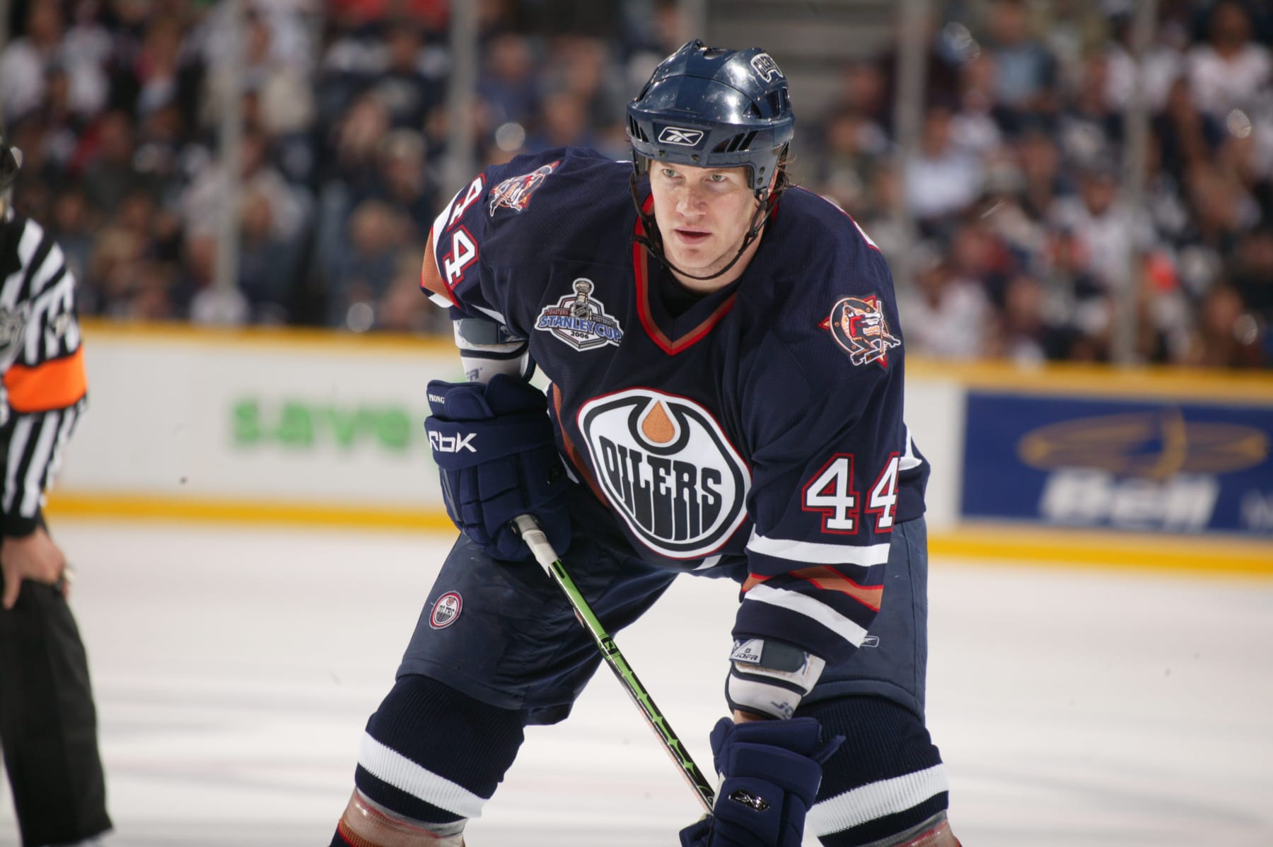 CANADA - JUNE 17:  Hockey: NHL Finals, Edmonton Oilers Chris Pronger (44) on ice during Game 6 vs Carolina Hurricanes, Edmonton, Canada 6/17/2006  (Photo by David E. Klutho/Sports Illustrated via Getty Images)  (SetNumber: X76164 TK1 R6)