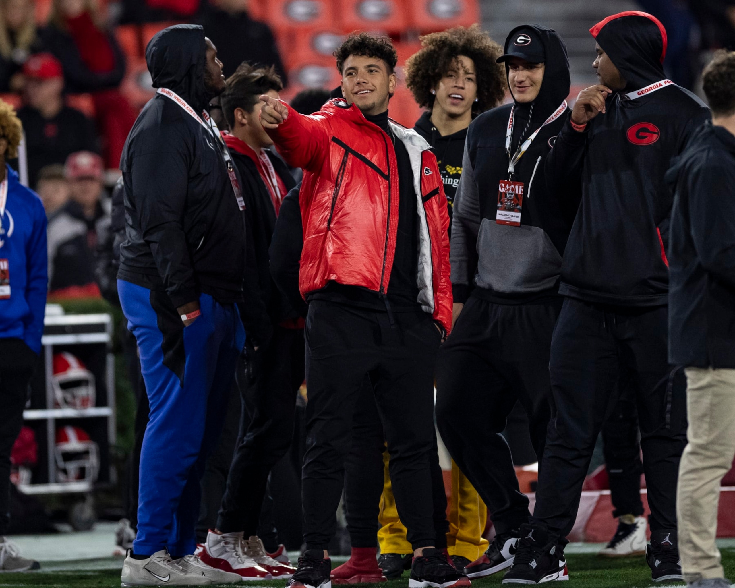 ATHENS, GA - NOVEMBER 11: Dylan Raiola a Georgia recruit on the sideline before a game between University of Mississippi and University of Georgia at Sanford Stadium on November 11, 2023 in Athens, Georgia. (Photo by Steve Limentani/ISI Photos/Getty Images) ATHENS, GA - NOVEMBER 11: Dylan Raiola a Georgia recruit on the sideline before a game between University of Mississippi and University of Georgia at Sanford Stadium on November 11, 2023 in Athens, Georgia. (Photo by Steve Limentani/ISI Photos/Getty Images)