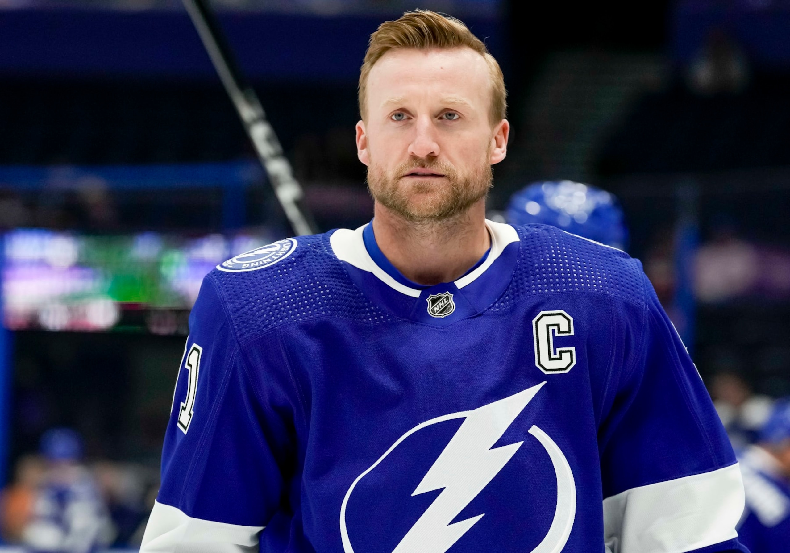 TAMPA, FL - DECEMBER 19: Tampa Bay Lightning center Steven Stamkos (91) during the NHL Hockey match between the Tampa Bay Lightning and St Louis Blues on December 19, 2023 at Amalie Arena in Tampa, FL. (Photo by Andrew Bershaw/Icon Sportswire via Getty Images) TAMPA, FL - DECEMBER 19: Tampa Bay Lightning center Steven Stamkos (91) during the NHL Hockey match between the Tampa Bay Lightning and St Louis Blues on December 19, 2023 at Amalie Arena in Tampa, FL. (Photo by Andrew Bershaw/Icon Sportswire via Getty Images)