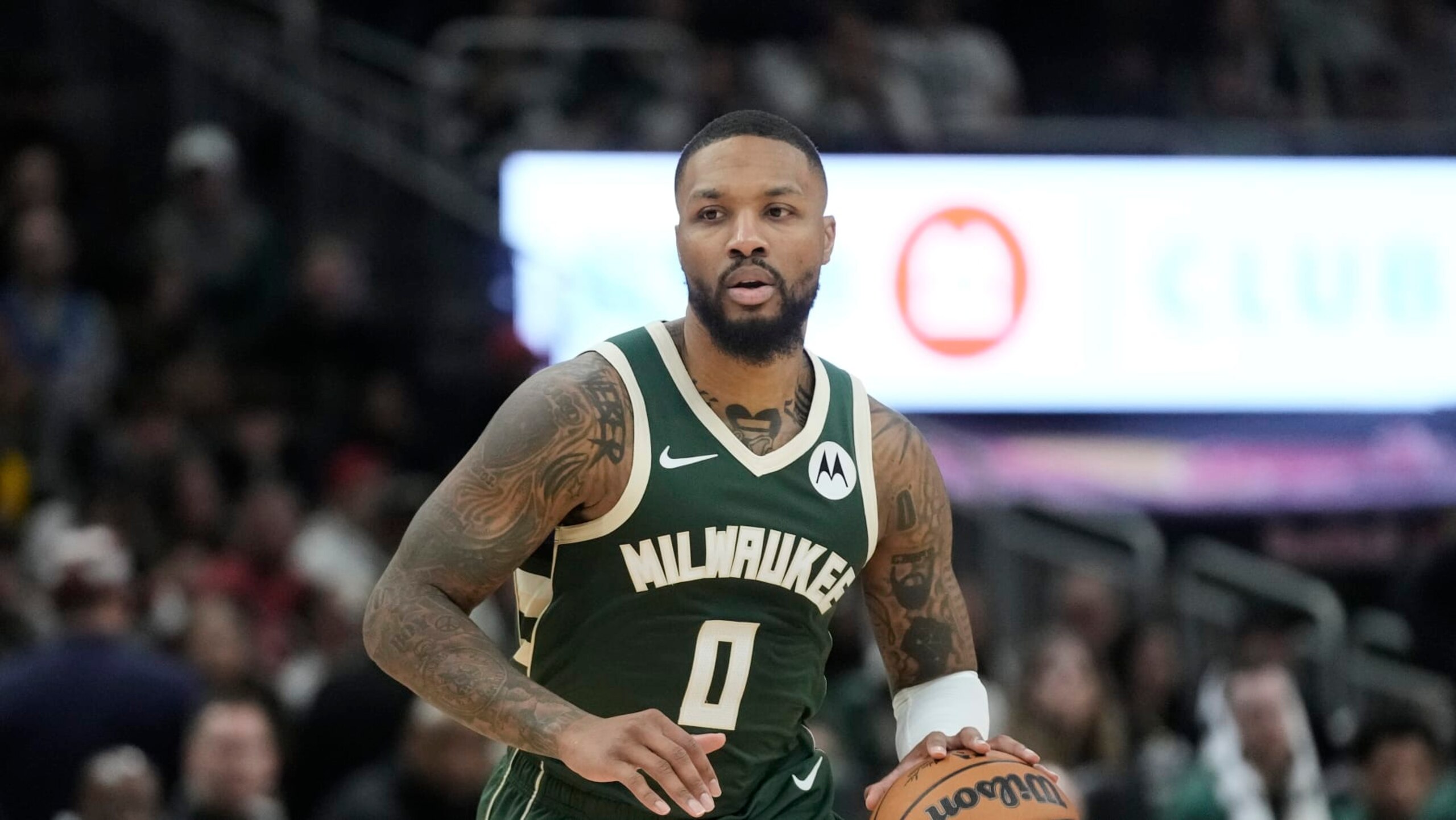 Milwaukee Bucks' Damian Lillard during the first half of an NBA basketball game against the Detroit Pistons Saturday, Dec. 16, 2023, in Milwaukee. (AP Photo/Morry Gash) Milwaukee Bucks' Damian Lillard during the first half of an NBA basketball game against the Detroit Pistons Saturday, Dec. 16, 2023, in Milwaukee. (AP Photo/Morry Gash)