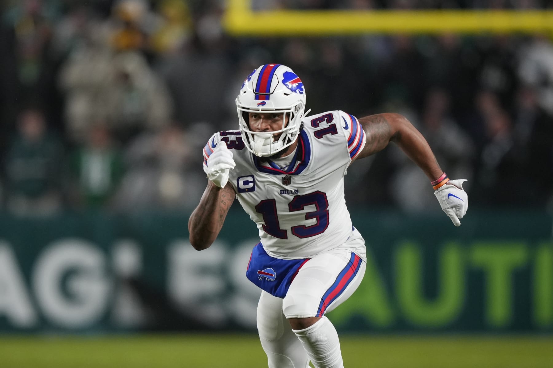 Buffalo Bills' Gabe Davis plays during an NFL football game, Sunday, Nov. 26, 2023, in Philadelphia. (AP Photo/Matt Slocum)