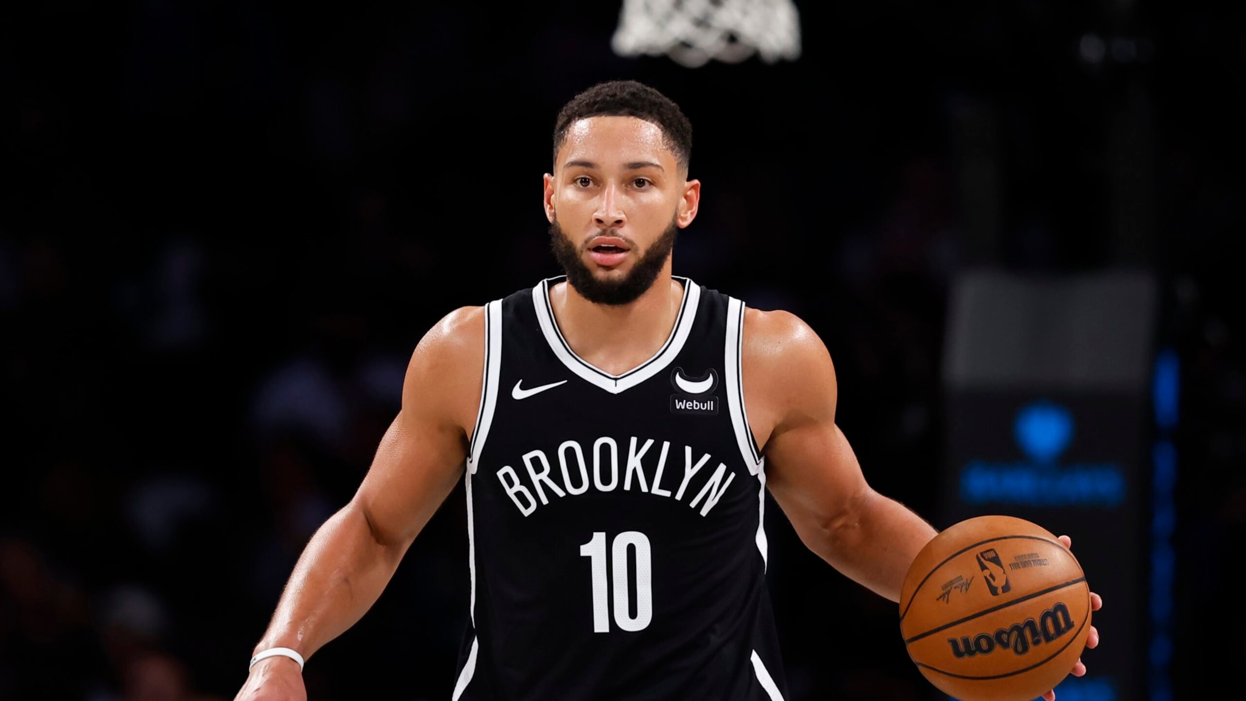 Brooklyn Nets guard Ben Simmons (10) dribbles the ball against the Milwaukee Bucks during the first half of an NBA basketball game, Monday, Nov. 6, 2023, in New York. (AP Photo/Noah K. Murray) Brooklyn Nets guard Ben Simmons (10) dribbles the ball against the Milwaukee Bucks during the first half of an NBA basketball game, Monday, Nov. 6, 2023, in New York. (AP Photo/Noah K. Murray)
