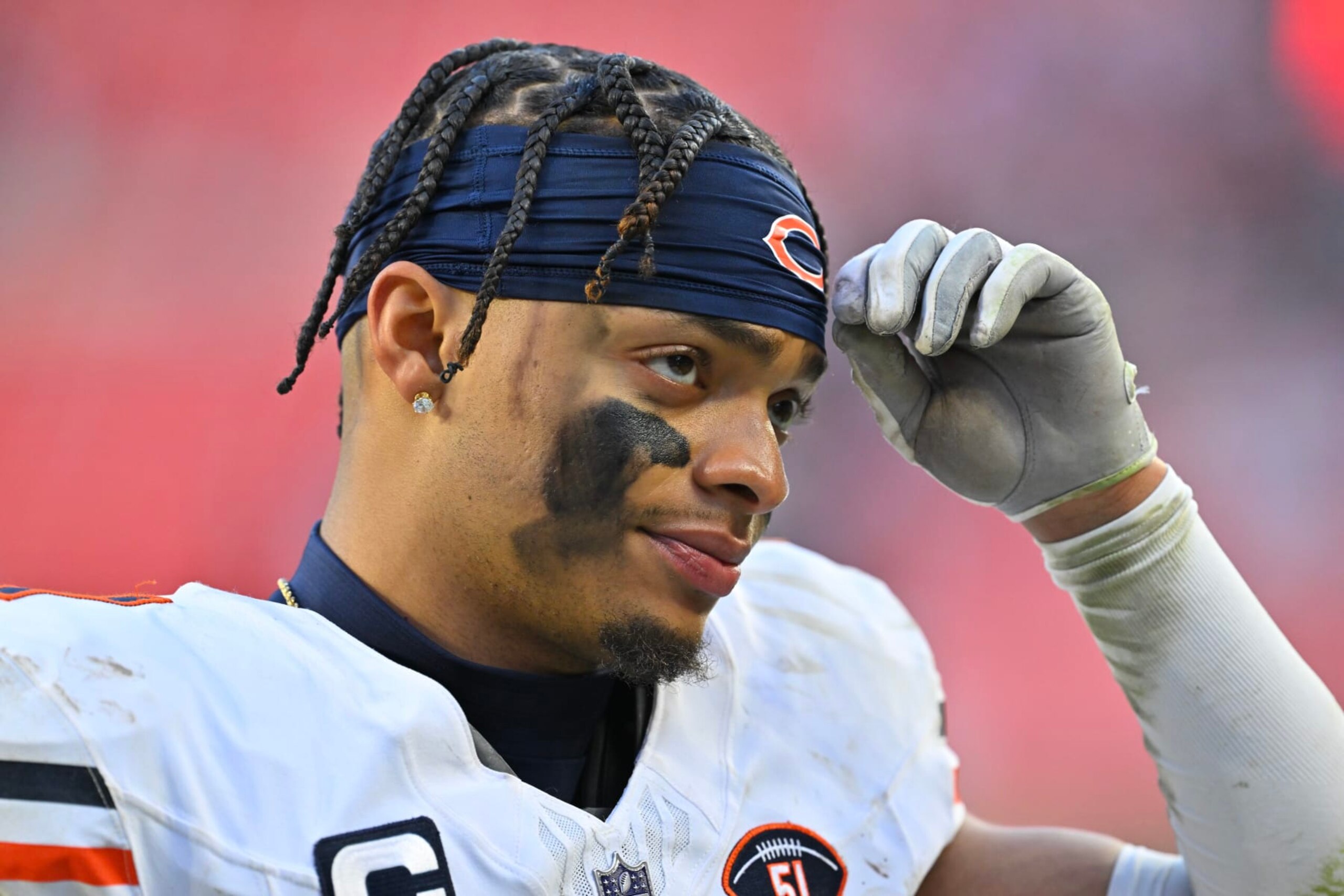 CLEVELAND, OHIO - DECEMBER 17: Justin Fields #1 of the Chicago Bears walks off the field after losing to the Cleveland Browns 20-17 at Cleveland Browns Stadium on December 17, 2023 in Cleveland, Ohio. (Photo by Jason Miller/Getty Images)