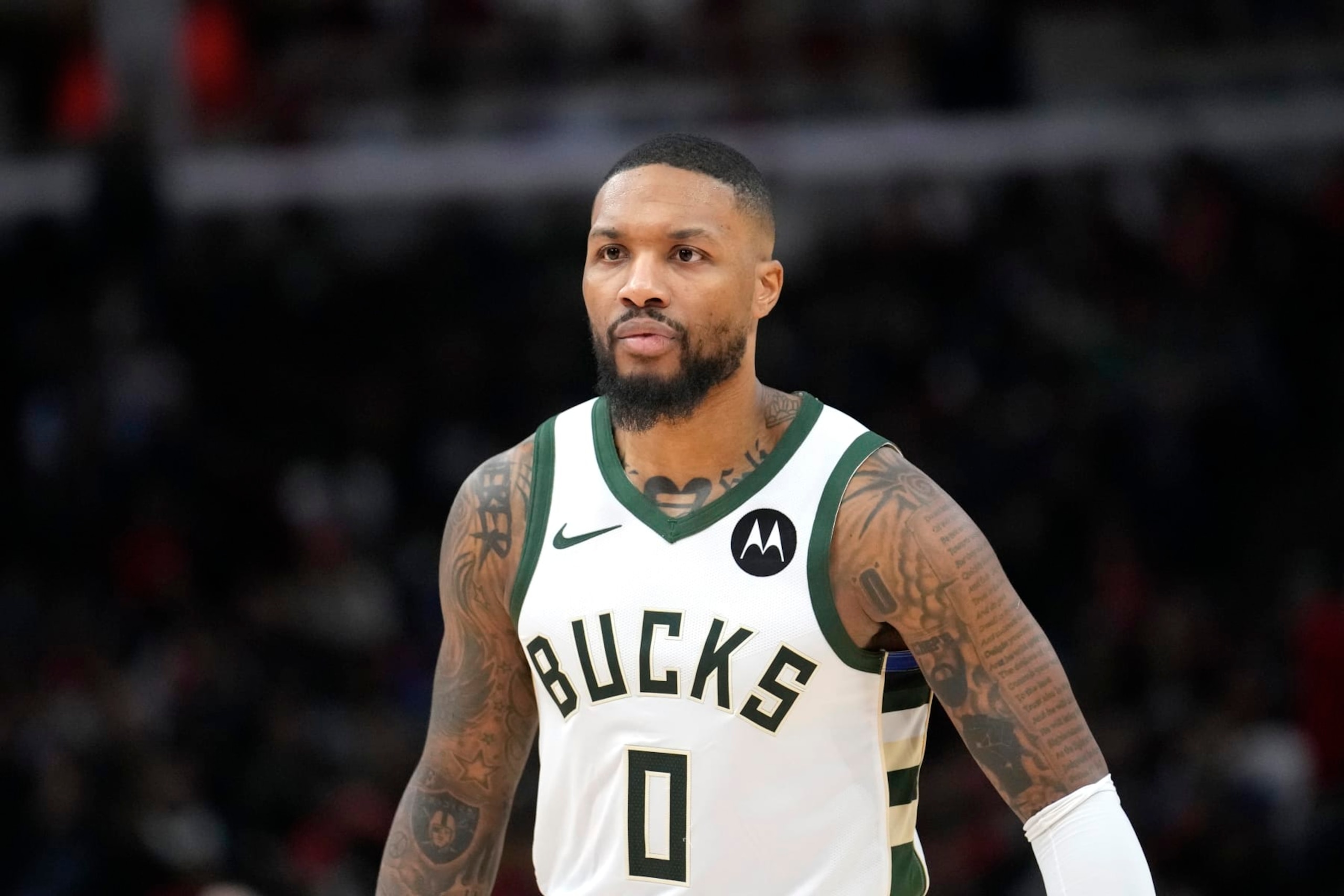 Milwaukee Bucks' Damian Lillard waits for a free throw during an NBA basketball game against the Chicago Bulls Thursday, Nov. 30, 2023, in Chicago. (AP Photo/Charles Rex Arbogast) Milwaukee Bucks' Damian Lillard waits for a free throw during an NBA basketball game against the Chicago Bulls Thursday, Nov. 30, 2023, in Chicago. (AP Photo/Charles Rex Arbogast)