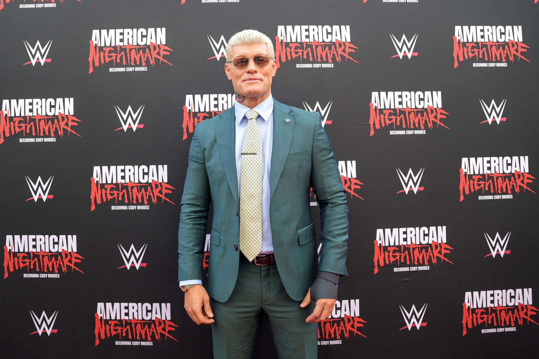 SANDY SPRINGS, GEORGIA - JULY 18: WWE Superstar Cody Rhodes arrives on the red carpet for the premiere of the Peacock original WWE documentary "American Nightmare: Becoming Cody Rhodes" on July 18, 2023 in Sandy Springs, Georgia. (Photo by WWE via Getty Images)