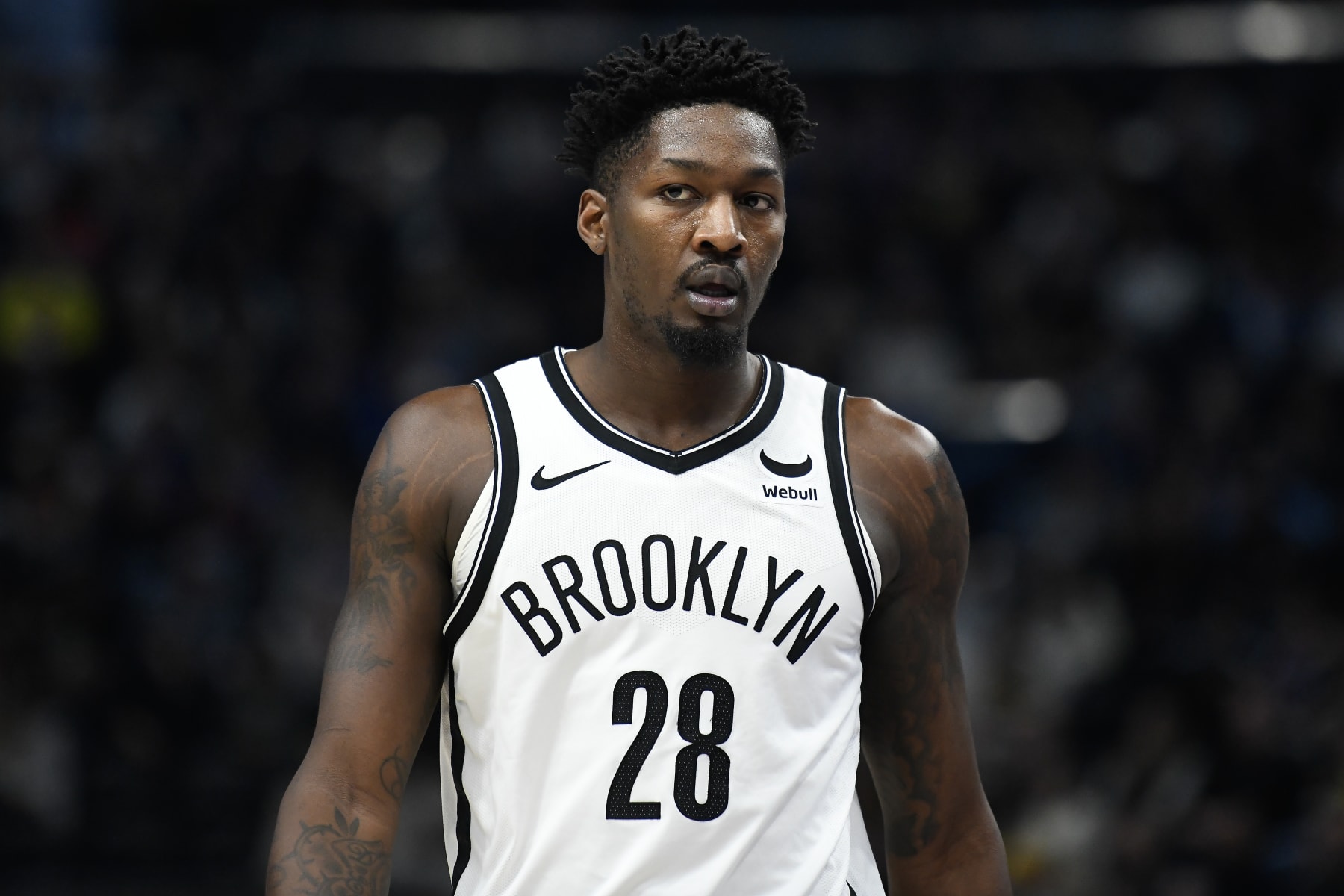 SALT LAKE CITY, UTAH - DECEMBER 18: Dorian Finney-Smith #28 of the Brooklyn Nets looks on during the second half of a game against the Utah Jazz at Delta Center on December 18, 2023 in Salt Lake City, Utah. NOTE TO USER: User expressly acknowledges and agrees that, by downloading and or using this photograph, User is consenting to the terms and conditions of the Getty Images License Agreement. (Photo by Alex Goodlett/Getty Images)