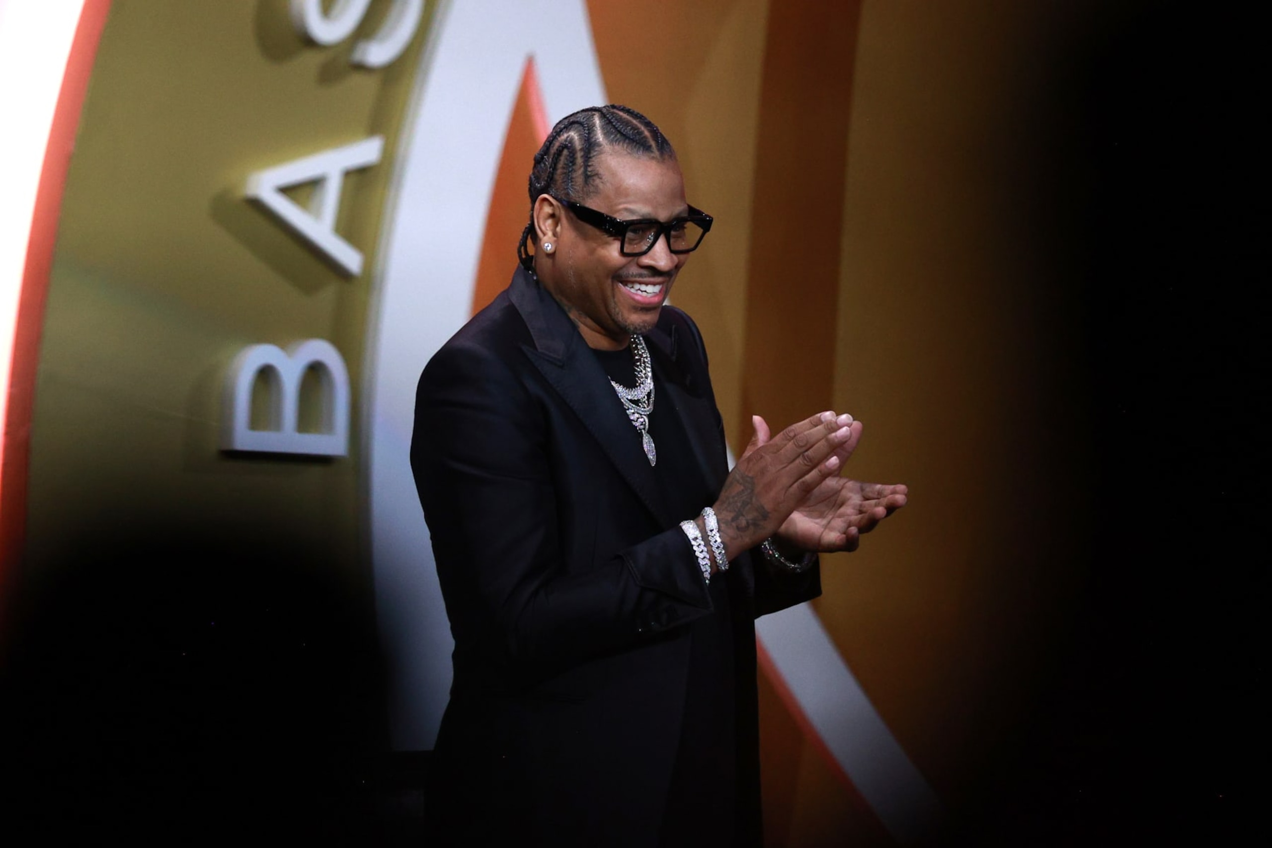 SPRINGFIELD, MASSACHUSETTS - AUGUST 12: Hall of Fame member and presenter Allen Iverson looks on during the 2023 Naismith Basketball Hall of Fame Induction at Symphony Hall on August 12, 2023 in Springfield, Massachusetts. (Photo by Mike Lawrie/Getty Images)