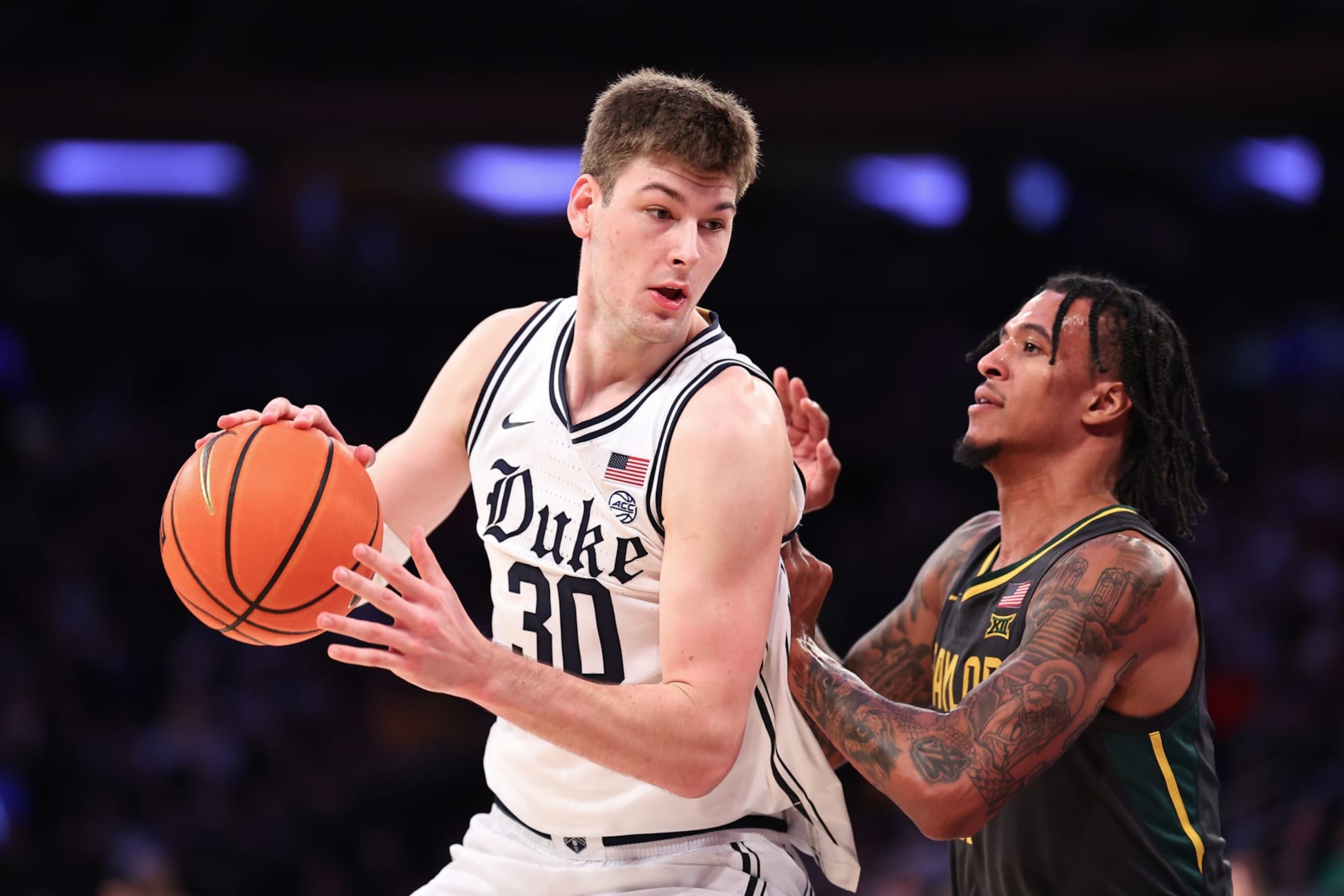 NEW YORK, NY - DECEMBER 20:  Kyle Filipowski #30 of the Duke Blue Devils during the second half of the Garden Classic against the Baylor Bears on December 20, 2023 at Madison Square Garden in New York, New York.  (Photo by Rich Graessle/Icon Sportswire via Getty Images)