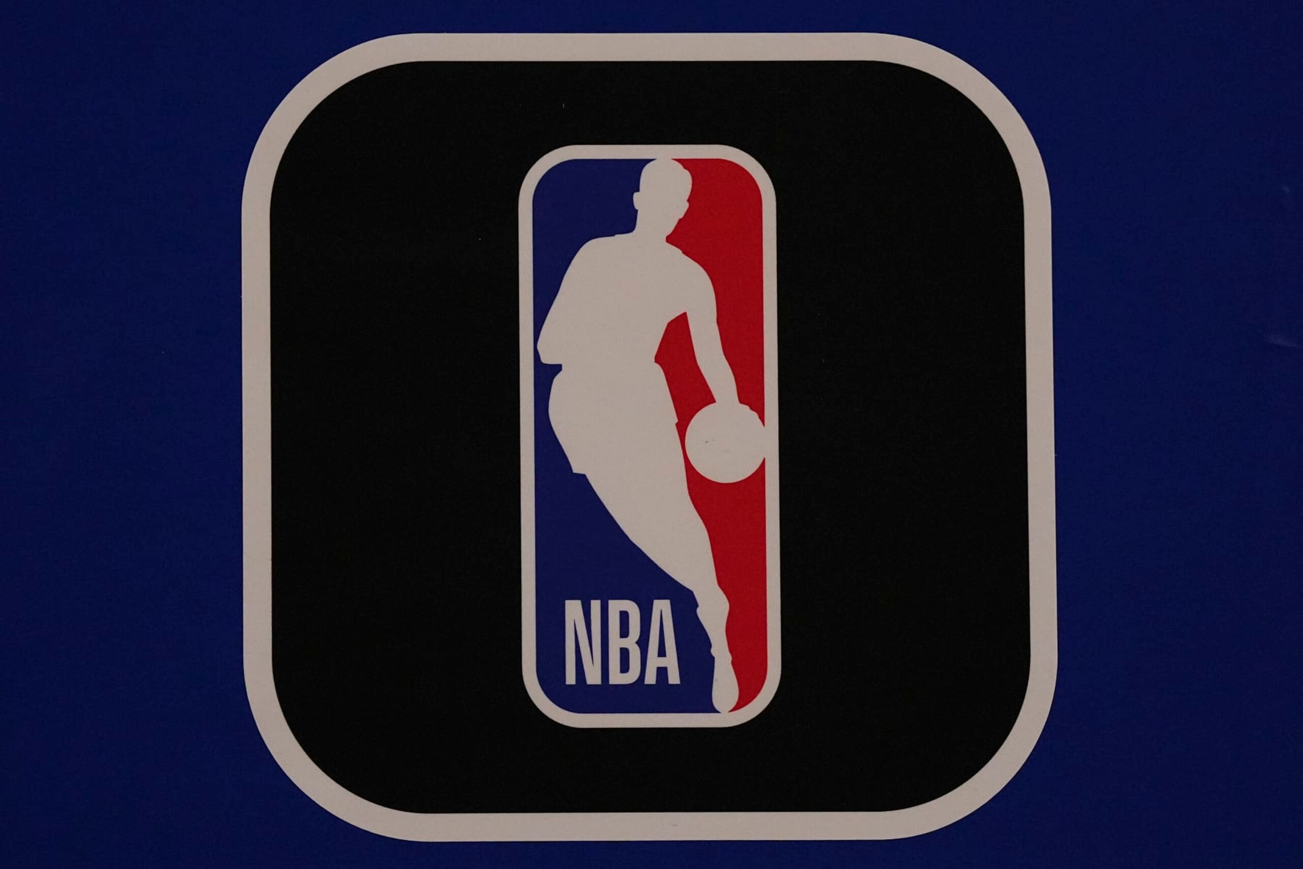 NEW YORK, NEW YORK - NOVEMBER 24: A detailed view of the NBA logo during the In-Season Tournament between the Miami Heat and New York Knicks at Madison Square Garden on November 24, 2023 in New York City. The New York Knicks defeated the Miami Heat 100-98. NOTE TO USER: User expressly acknowledges and agrees that, by downloading and or using this photograph, User is consenting to the terms and conditions of the Getty Images License Agreement. (Photo by Mitchell Leff/Getty Images)