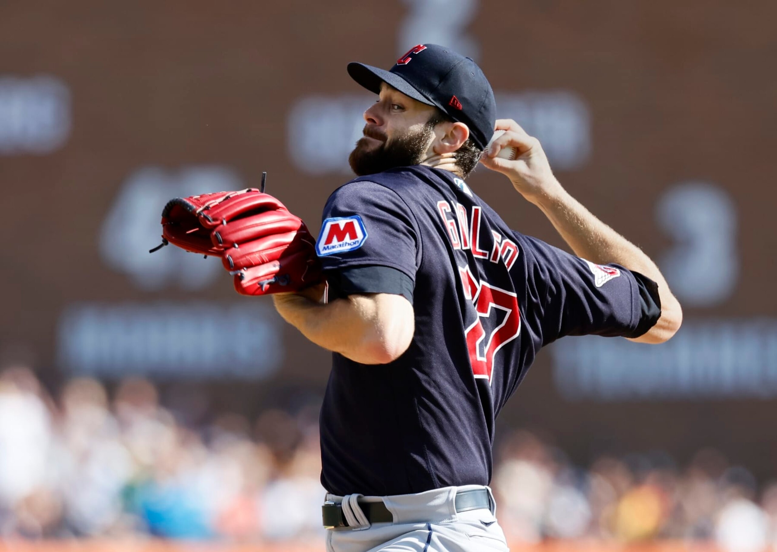DETROIT, MI - OCTOBER 1: Lucas Giolito #27 of the Cleveland Guardians pitches against the Detroit Tigers during the first inning at Comerica Park on October 1, 2023 in Detroit, Michigan. (Photo by Duane Burleson/Getty Images) DETROIT, MI - OCTOBER 1: Lucas Giolito #27 of the Cleveland Guardians pitches against the Detroit Tigers during the first inning at Comerica Park on October 1, 2023 in Detroit, Michigan. (Photo by Duane Burleson/Getty Images)