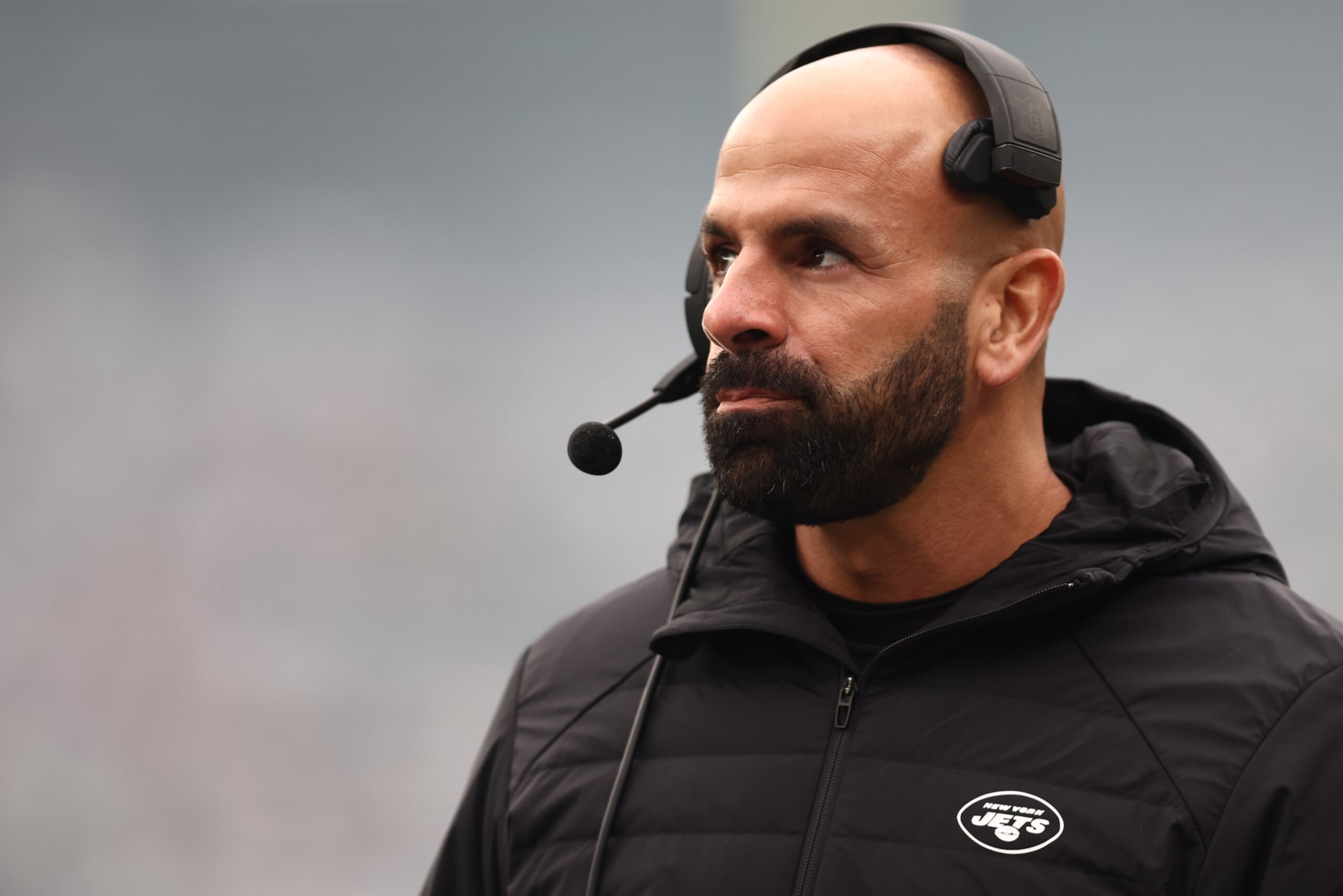 EAST RUTHERFORD, NEW JERSEY - DECEMBER 24: Head Coach Robert Saleh of the New York Jets looks on during the first quarter against the Washington Commanders at MetLife Stadium on December 24, 2023 in East Rutherford, New Jersey. (Photo by Dustin Satloff/Getty Images) EAST RUTHERFORD, NEW JERSEY - DECEMBER 24: Head Coach Robert Saleh of the New York Jets looks on during the first quarter against the Washington Commanders at MetLife Stadium on December 24, 2023 in East Rutherford, New Jersey. (Photo by Dustin Satloff/Getty Images)