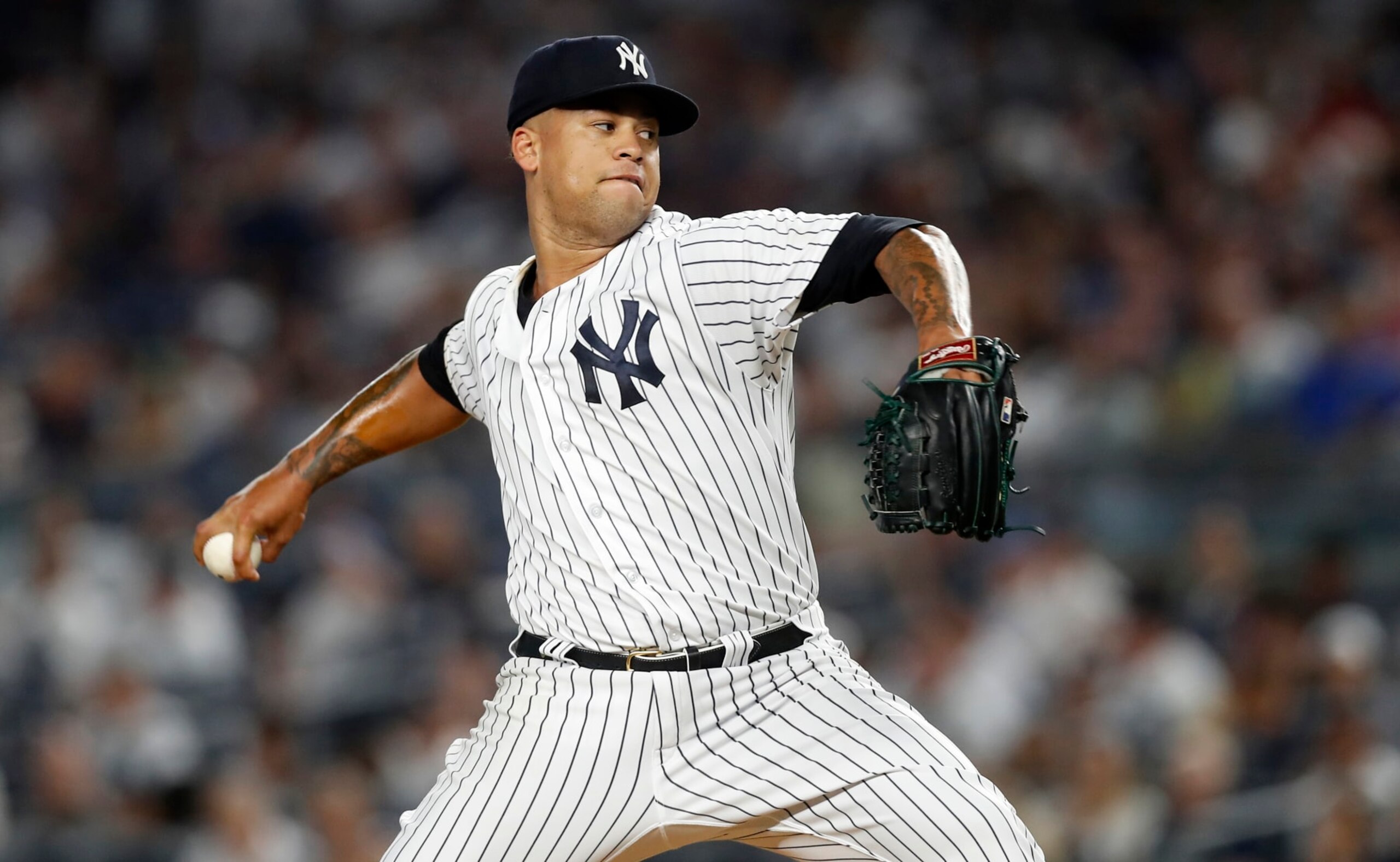 NEW YORK, NEW YORK - SEPTEMBER 09: Frankie Montas #47 of the New York Yankees pitches during the first inning against the Tampa Bay Rays at Yankee Stadium on September 09, 2022 in the Bronx borough of New York City. (Photo by Jim McIsaac/Getty Images) NEW YORK, NEW YORK - SEPTEMBER 09: Frankie Montas #47 of the New York Yankees pitches during the first inning against the Tampa Bay Rays at Yankee Stadium on September 09, 2022 in the Bronx borough of New York City. (Photo by Jim McIsaac/Getty Images)