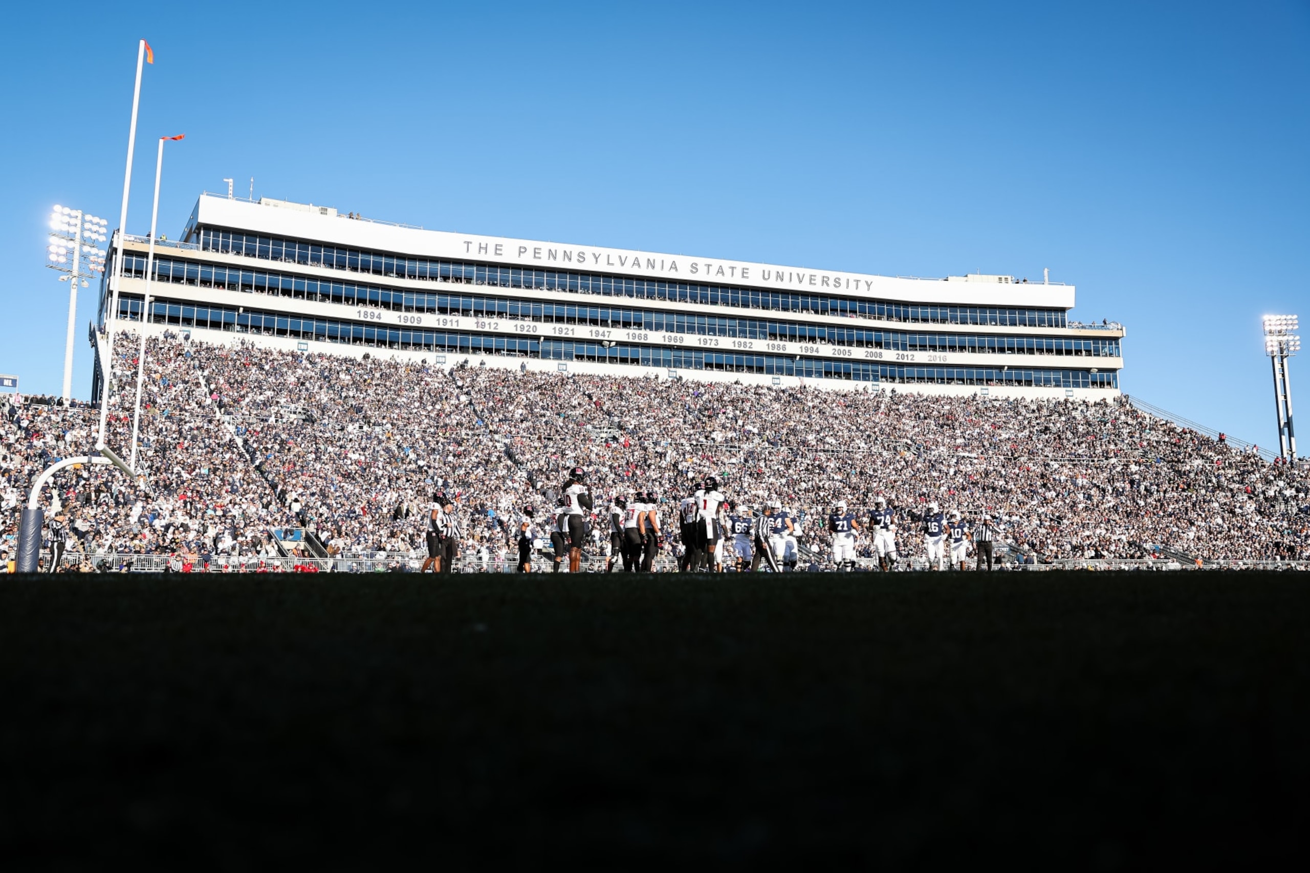 STATE COLLEGE, PA - NOVEMBER 18: A general view as players take the field during the second half of the game between the Penn State Nittany Lions and the Rutgers Scarlet Knights at Beaver Stadium on November 18, 2023 in State College, Pennsylvania. (Photo by Scott Taetsch/Getty Images) STATE COLLEGE, PA - NOVEMBER 18: A general view as players take the field during the second half of the game between the Penn State Nittany Lions and the Rutgers Scarlet Knights at Beaver Stadium on November 18, 2023 in State College, Pennsylvania. (Photo by Scott Taetsch/Getty Images)