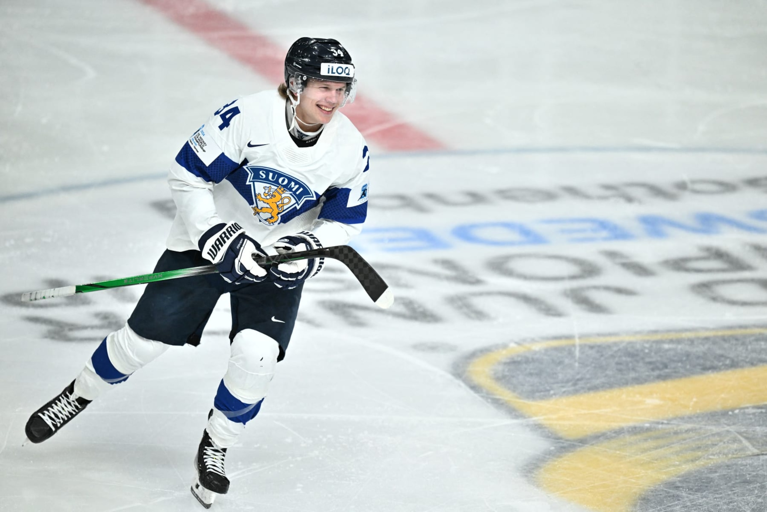 Finland's Tommi Männistö celebrates after scoring the 1-1 equalising goal during the quarter-final match between Slovakia and Finland of the IIHF World Junior Championship in Gothenburg, Sweden on January 2, 2024. (Photo by Bjorn LARSSON ROSVALL / TT NEWS AGENCY / AFP) / Sweden OUT (Photo by BJORN LARSSON ROSVALL/TT NEWS AGENCY/AFP via Getty Images)