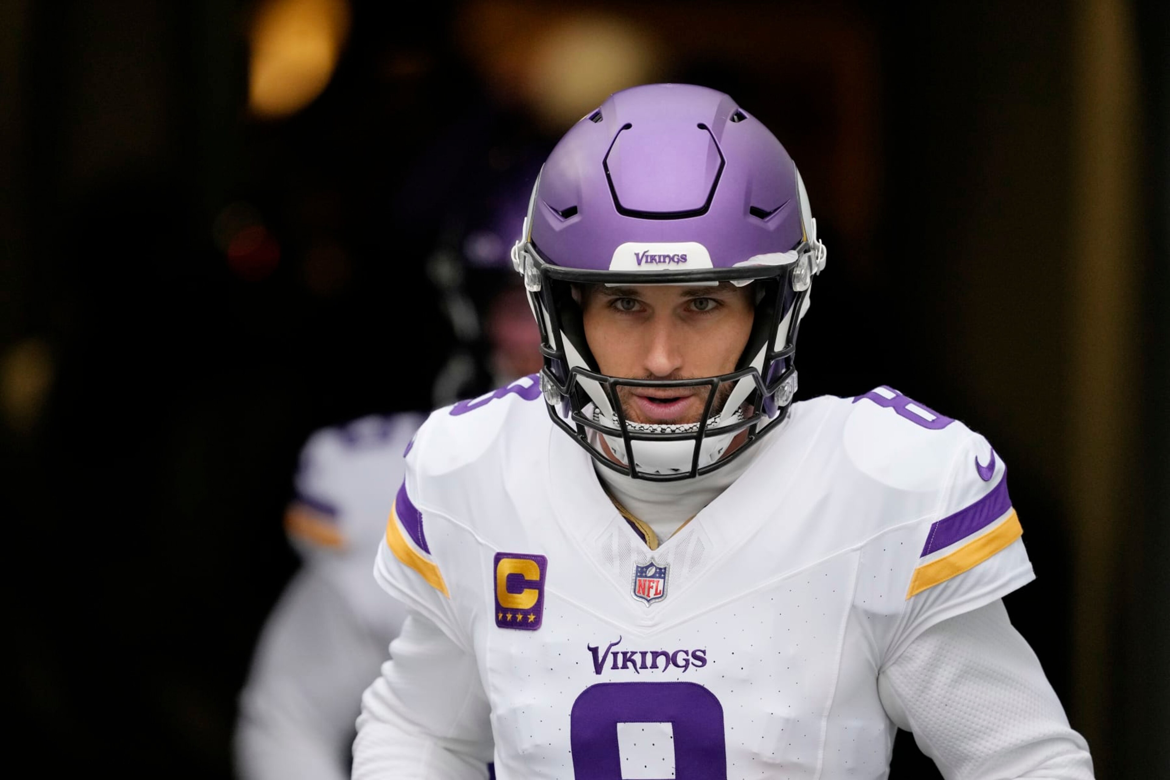 GREEN BAY, WISCONSIN - OCTOBER 29: Kirk Cousins #8 of the Minnesota Vikings runs onto the field before a game against the Green Bay Packers at Lambeau Field on October 29, 2023 in Green Bay, Wisconsin. (Photo by Patrick McDermott/Getty Images) GREEN BAY, WISCONSIN - OCTOBER 29: Kirk Cousins #8 of the Minnesota Vikings runs onto the field before a game against the Green Bay Packers at Lambeau Field on October 29, 2023 in Green Bay, Wisconsin. (Photo by Patrick McDermott/Getty Images)