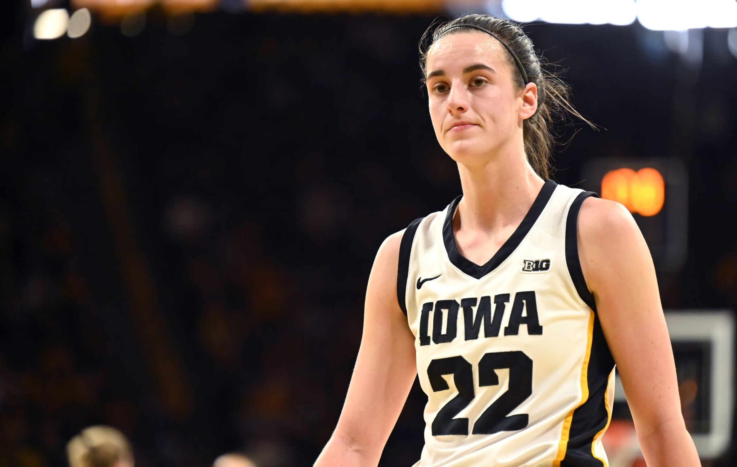 IOWA CITY, IA - DECEMBER 30: Iowa guard Caitlin Clark (22) as seen during a women's college basketball game between the Minnesota Golden Gophers and the Iowa Hawkeyes on December 30, 2023, at Enterprise Center in St. Louis, MO. (Photo by Keith Gillett/Icon Sportswire via Getty Images) IOWA CITY, IA - DECEMBER 30: Iowa guard Caitlin Clark (22) as seen during a women's college basketball game between the Minnesota Golden Gophers and the Iowa Hawkeyes on December 30, 2023, at Enterprise Center in St. Louis, MO. (Photo by Keith Gillett/Icon Sportswire via Getty Images)