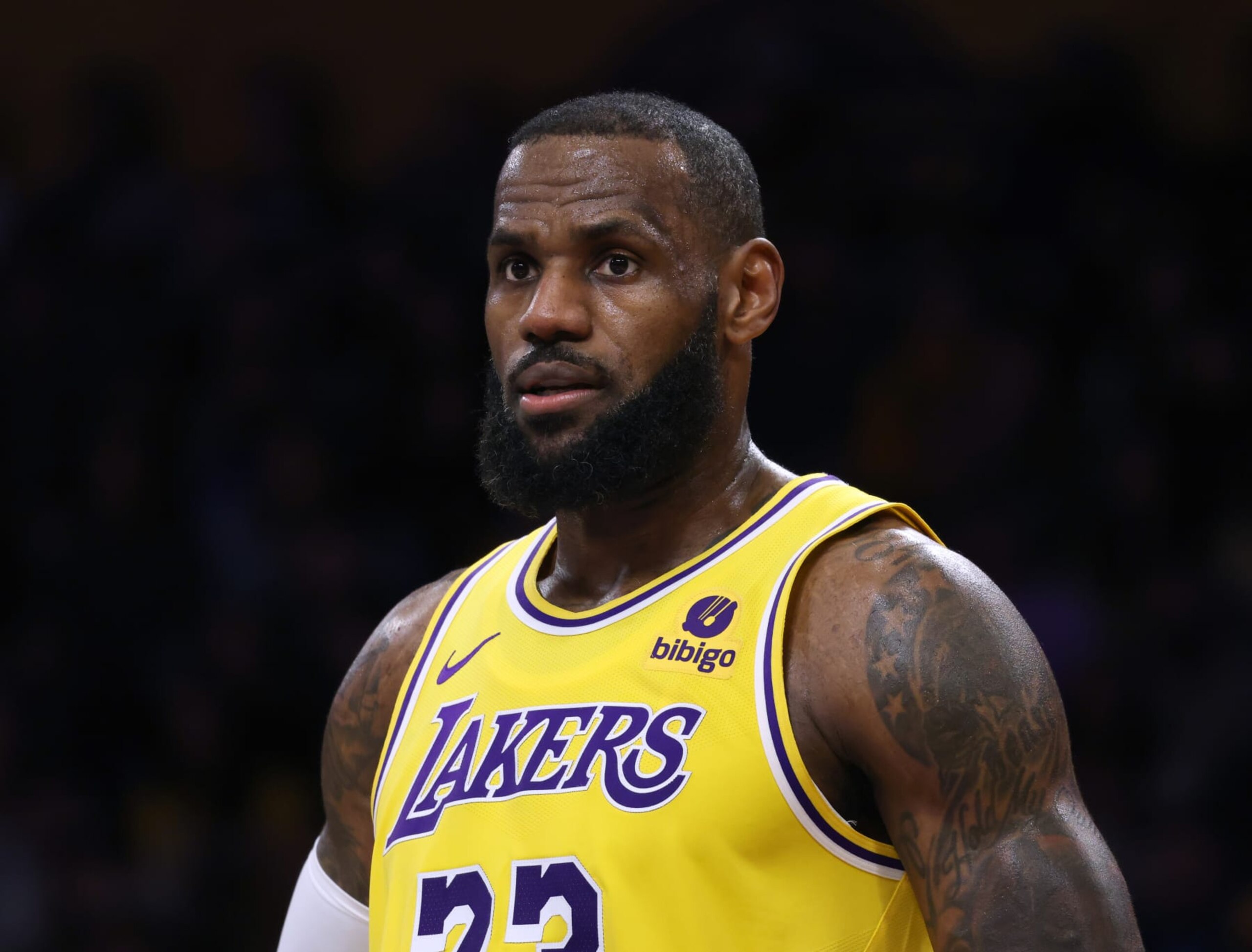 LOS ANGELES, CALIFORNIA - JANUARY 03: LeBron James #23 of the Los Angeles Lakers during a 110-96 Miami Heat win at Crypto.com Arena on January 03, 2024 in Los Angeles, California. (Photo by Harry How/Getty Images) LOS ANGELES, CALIFORNIA - JANUARY 03: LeBron James #23 of the Los Angeles Lakers during a 110-96 Miami Heat win at Crypto.com Arena on January 03, 2024 in Los Angeles, California. (Photo by Harry How/Getty Images)