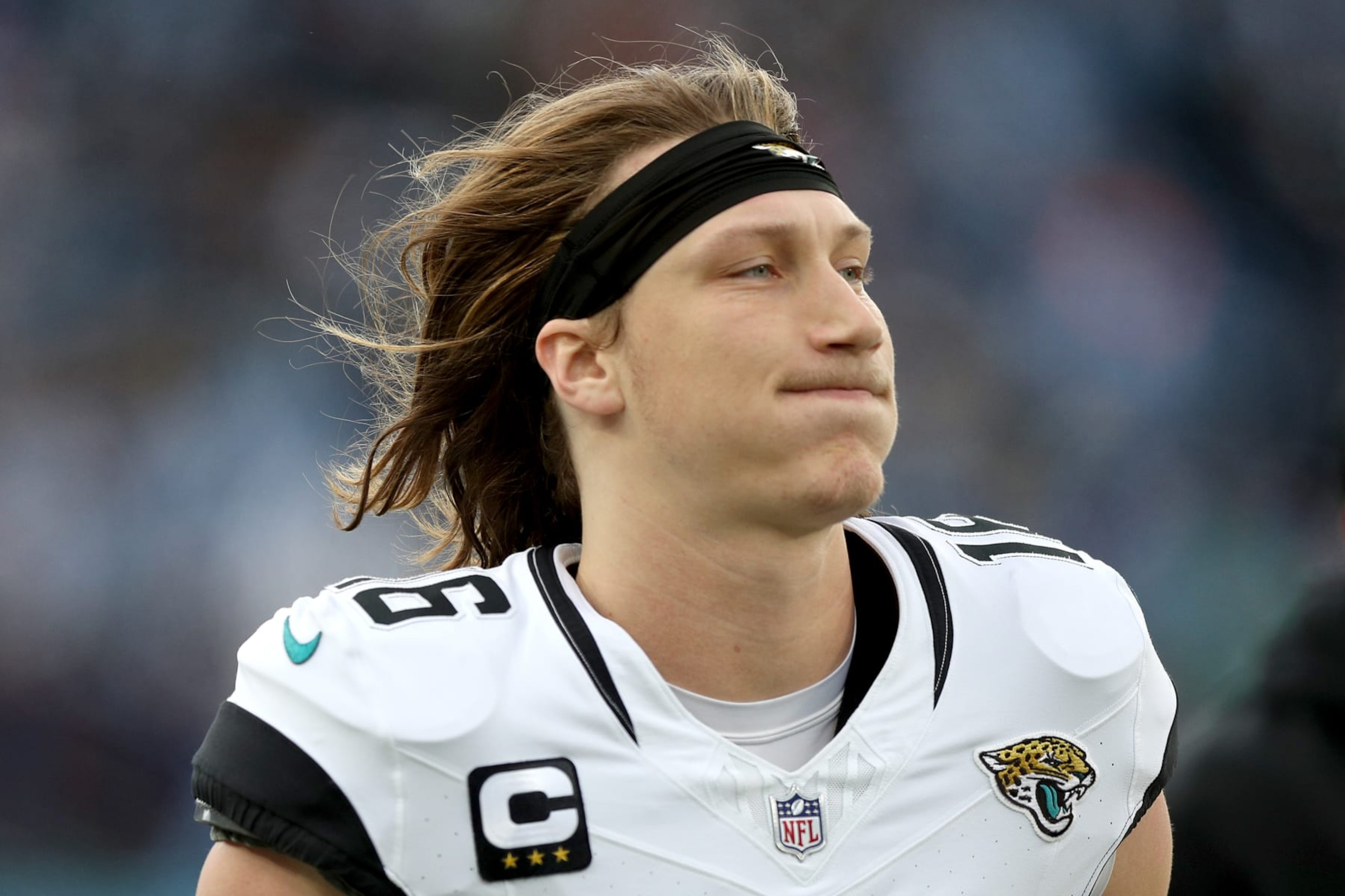 NASHVILLE, TENNESSEE - JANUARY 07: Trevor Lawrence #16 of the Jacksonville Jaguars runs off the field during halftime against the Tennessee Titans at Nissan Stadium on January 07, 2024 in Nashville, Tennessee. (Photo by Justin Ford/Getty Images) NASHVILLE, TENNESSEE - JANUARY 07: Trevor Lawrence #16 of the Jacksonville Jaguars runs off the field during halftime against the Tennessee Titans at Nissan Stadium on January 07, 2024 in Nashville, Tennessee. (Photo by Justin Ford/Getty Images)