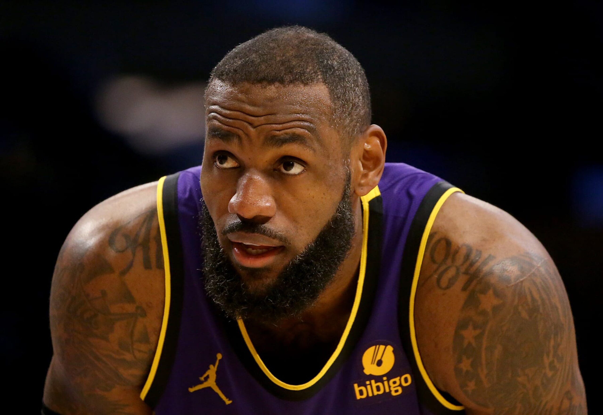 Los Angeles, CA - Lakers star LeBron James at the foul line during a game against the Grizzlies at Crypto.com Arena in Los Angeles on Friday night, Jan. 5, 2024. Memphis won, 127-113. (Luis Sinco / Los Angeles Times via Getty Images) Los Angeles, CA - Lakers star LeBron James at the foul line during a game against the Grizzlies at Crypto.com Arena in Los Angeles on Friday night, Jan. 5, 2024. Memphis won, 127-113. (Luis Sinco / Los Angeles Times via Getty Images)