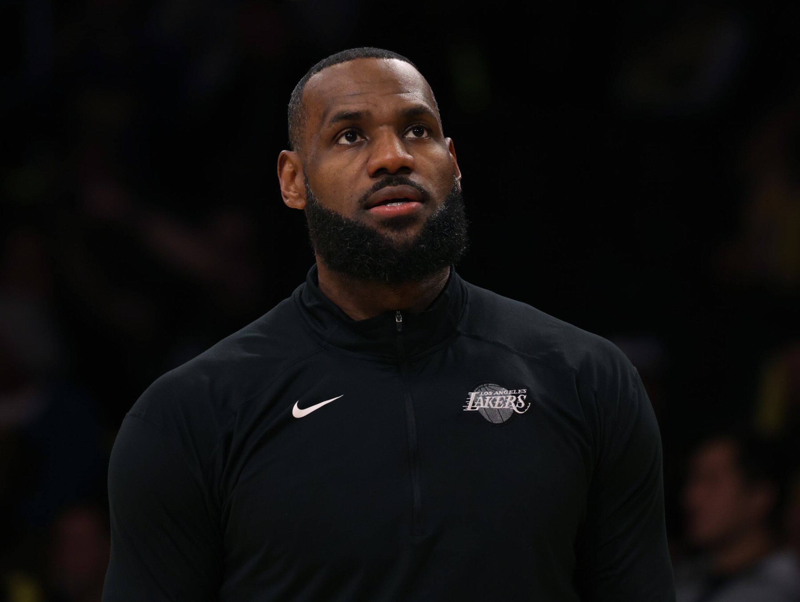LOS ANGELES, CALIFORNIA - JANUARY 05: LeBron James #23 of the Los Angeles Lakers during warm up before the game against the Memphis Grizzlies at Crypto.com Arena on January 05, 2024 in Los Angeles, California. User is consenting to the terms and conditions of the Getty Images License Agreement. (Photo by Harry How/Getty Images)