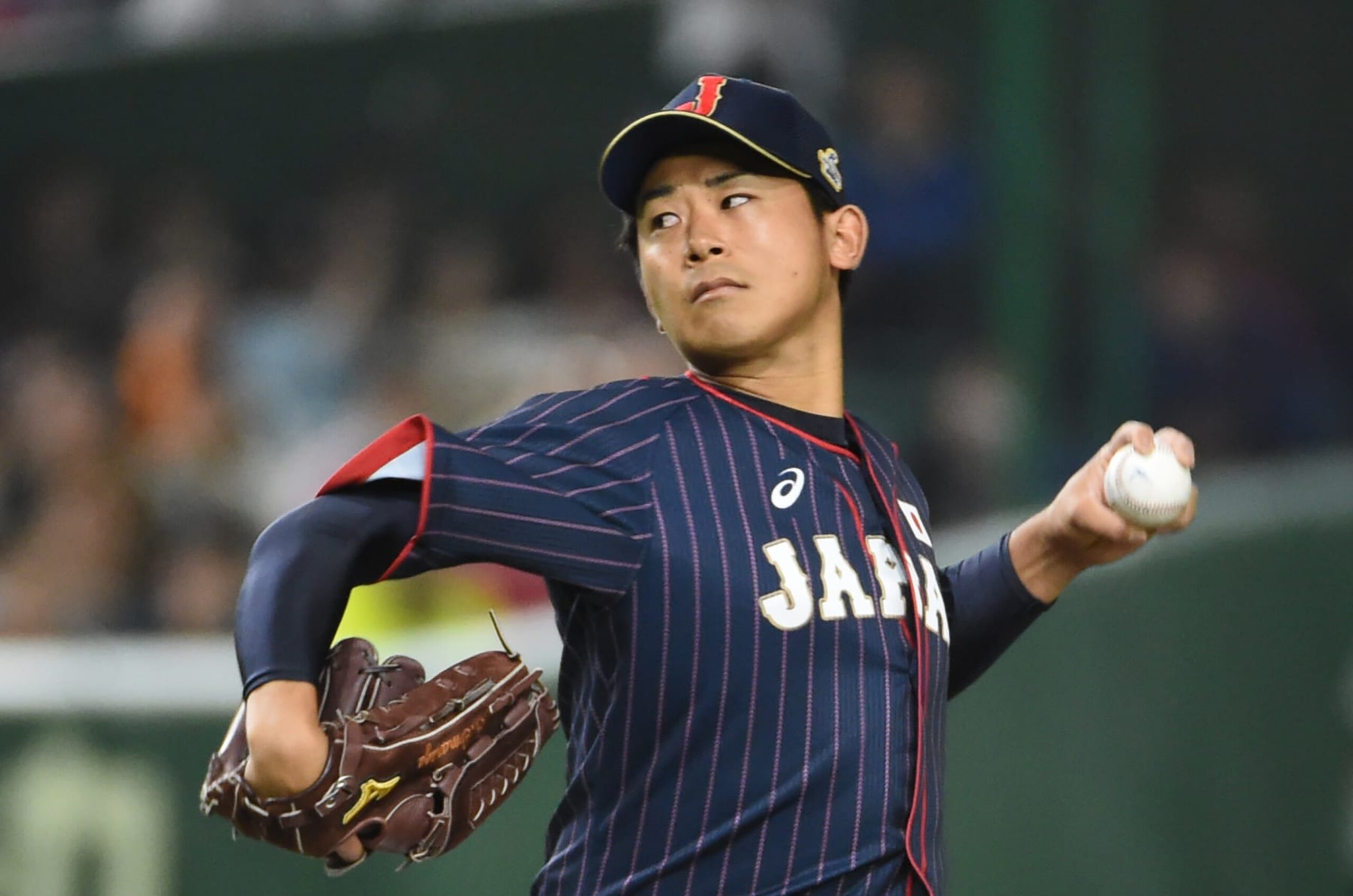 Japan's starting pitcher Shota Imanaga pitches against Taiwan in the first inning during the Asia Professional Baseball Championships preliminary round match between Japan and Taiwan at the Tokyo Dome in Tokyo on November 18, 2017. / AFP PHOTO / Kazuhiro NOGI (Photo credit should read KAZUHIRO NOGI/AFP via Getty Images) Japan's starting pitcher Shota Imanaga pitches against Taiwan in the first inning during the Asia Professional Baseball Championships preliminary round match between Japan and Taiwan at the Tokyo Dome in Tokyo on November 18, 2017. / AFP PHOTO / Kazuhiro NOGI (Photo credit should read KAZUHIRO NOGI/AFP via Getty Images)