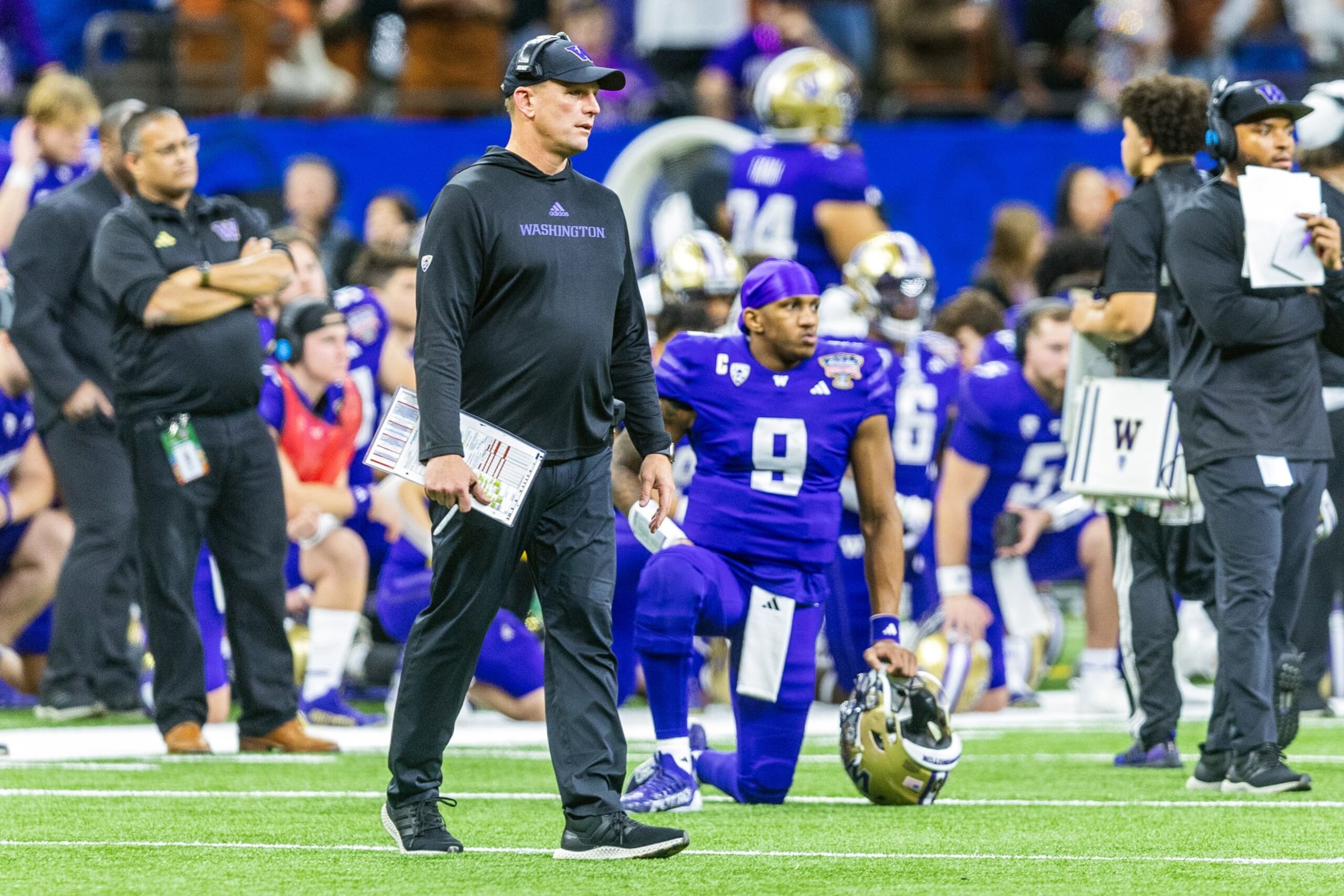 Washington head coach Kalen DeBoer and quarterback Michael Penix Jr.