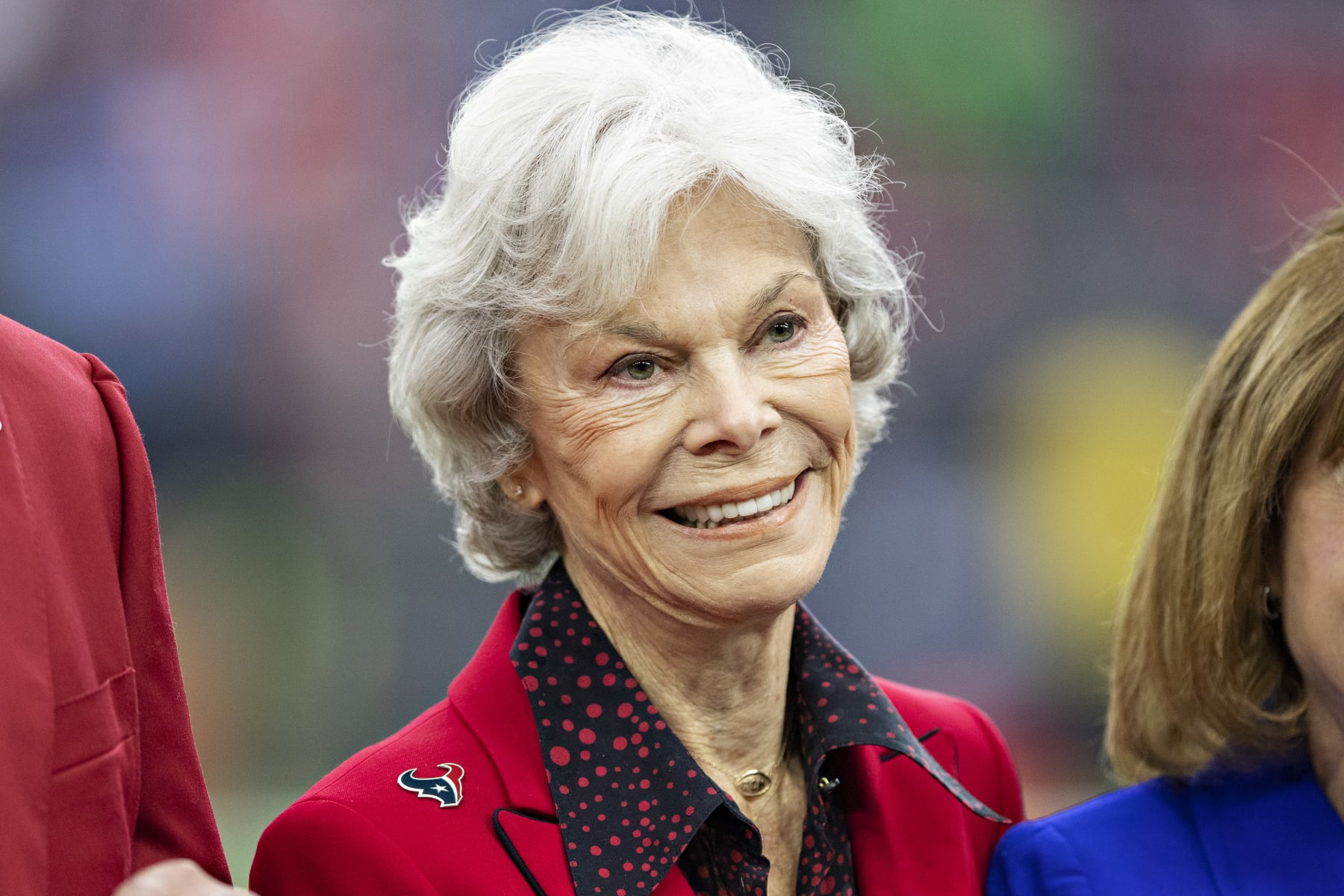 HOUSTON, TX - DECEMBER 8:  Owner Janice McNair of the Houston Texans on the field before a game against the Denver Broncos at NRG Stadium on December 8, 2019 in Houston, Texas.  The Broncos defeated the Texans 38-24.  (Photo by Wesley Hitt/Getty Images)