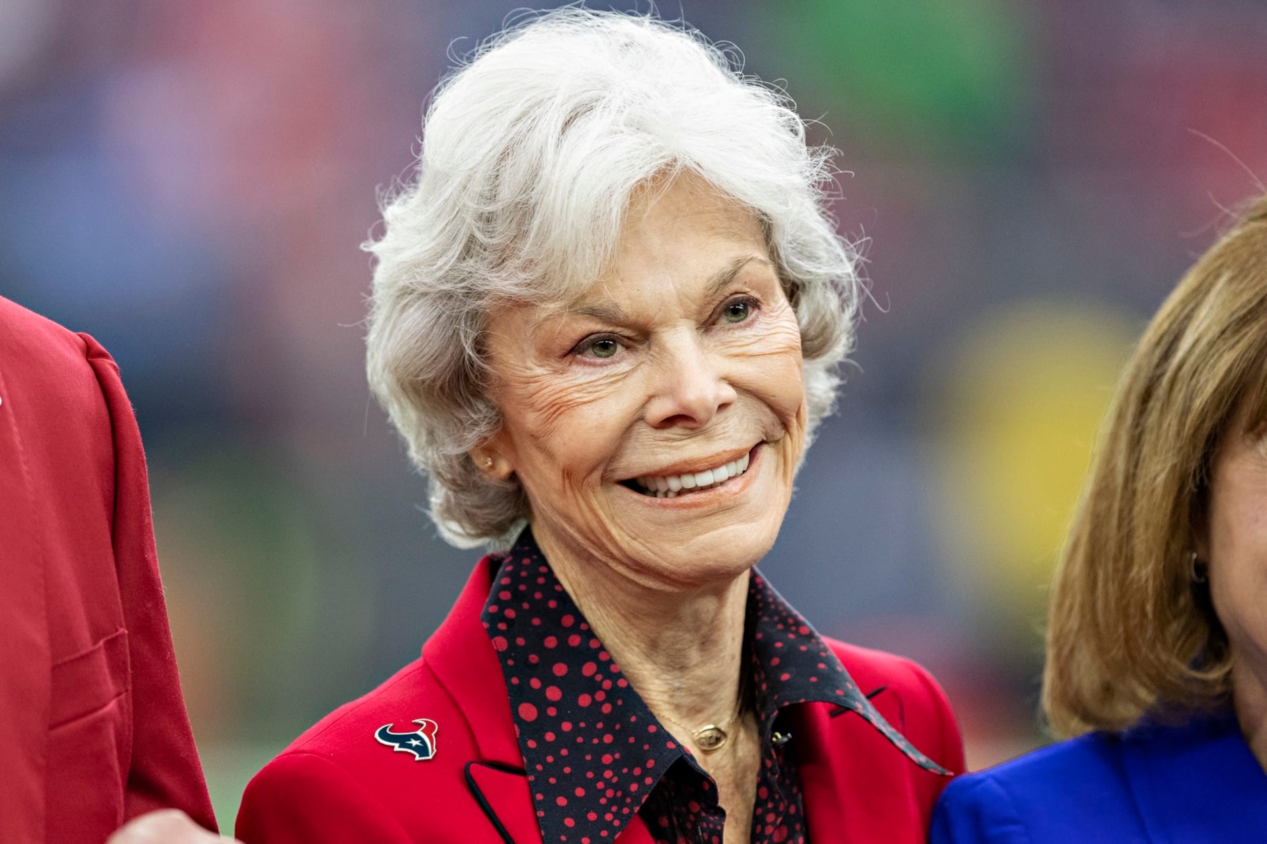 HOUSTON, TX - DECEMBER 8:  Owner Janice McNair of the Houston Texans on the field before a game against the Denver Broncos at NRG Stadium on December 8, 2019 in Houston, Texas.  The Broncos defeated the Texans 38-24.  (Photo by Wesley Hitt/Getty Images)