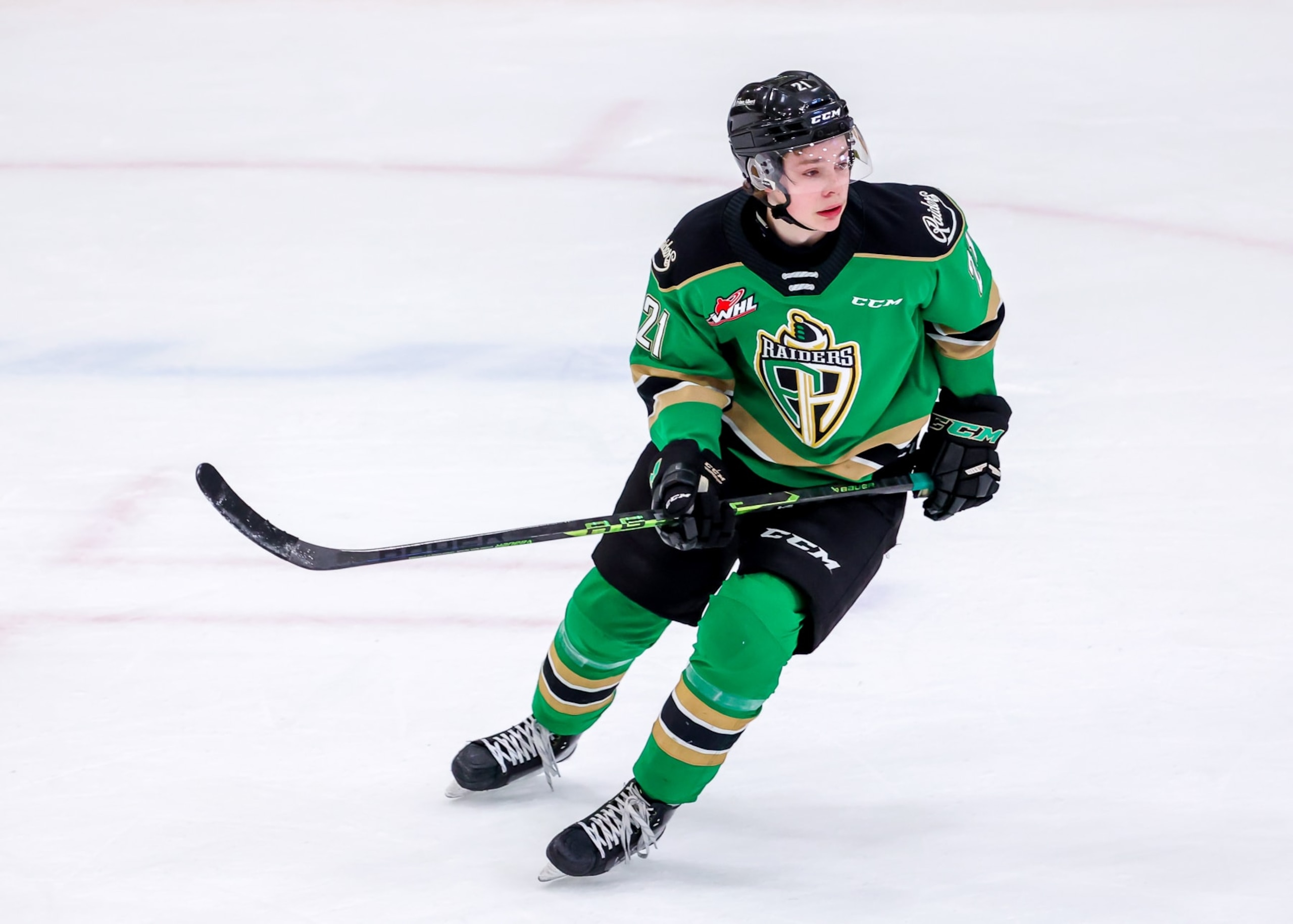 WINNIPEG, CANADA - MARCH 18: Ryder Ritchie #21 of the Prince Albert Raiders skates during second period action against the Winnipeg ICE at Wayne Fleming Arena on March 18, 2023 in Winnipeg, Manitoba, Canada. (Photo by Jonathan Kozub/Getty Images) WINNIPEG, CANADA - MARCH 18: Ryder Ritchie #21 of the Prince Albert Raiders skates during second period action against the Winnipeg ICE at Wayne Fleming Arena on March 18, 2023 in Winnipeg, Manitoba, Canada. (Photo by Jonathan Kozub/Getty Images)