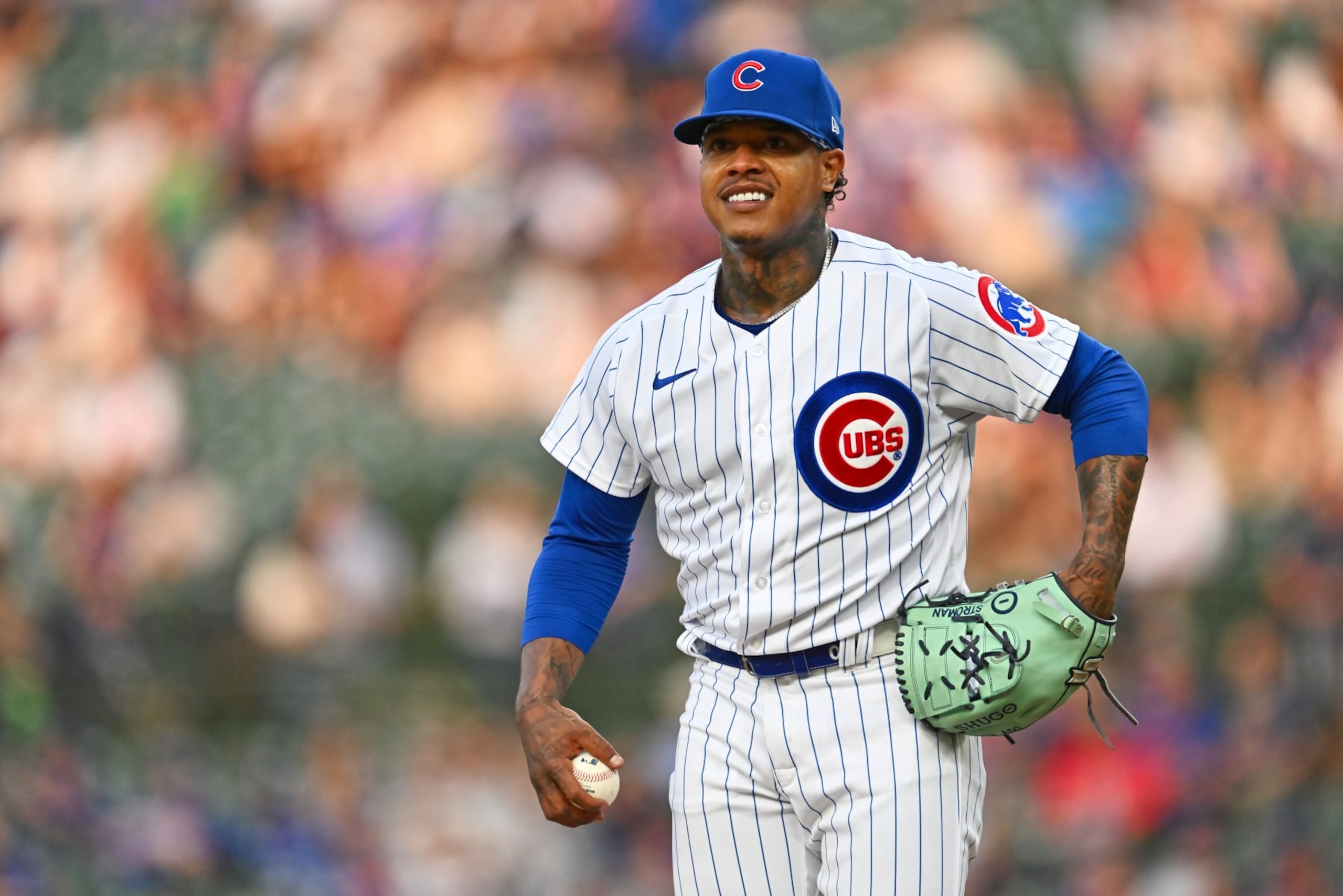 CHICAGO, IL - JULY 31:  Marcus Stroman #0 of the Chicago Cubs pitches against the Cincinnati Reds at Wrigley Field on July 31, 2023 in Chicago, Illinois.  (Photo by Jamie Sabau/Getty Images)
