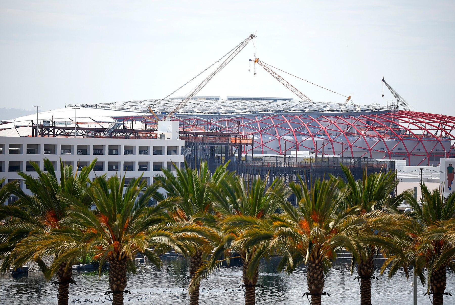 INGLEWOOD, CALIFORNIA - SEPTEMBER 10:   The future indoor arena for the Los Angeles Clippers The Intuit Dome under construction on September 10, 2023 in Inglewood, California. (Photo by Ronald Martinez/Getty Images)
