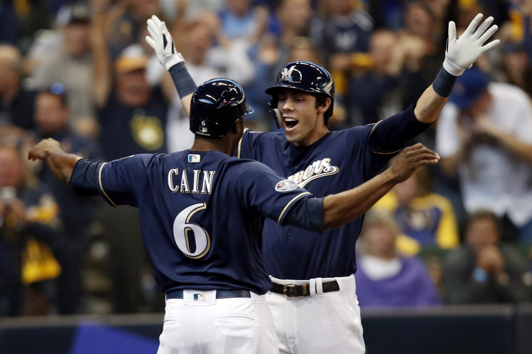 Lorenzo Cain (L) and Christian Yelich (R) Lorenzo Cain (L) and Christian Yelich (R)