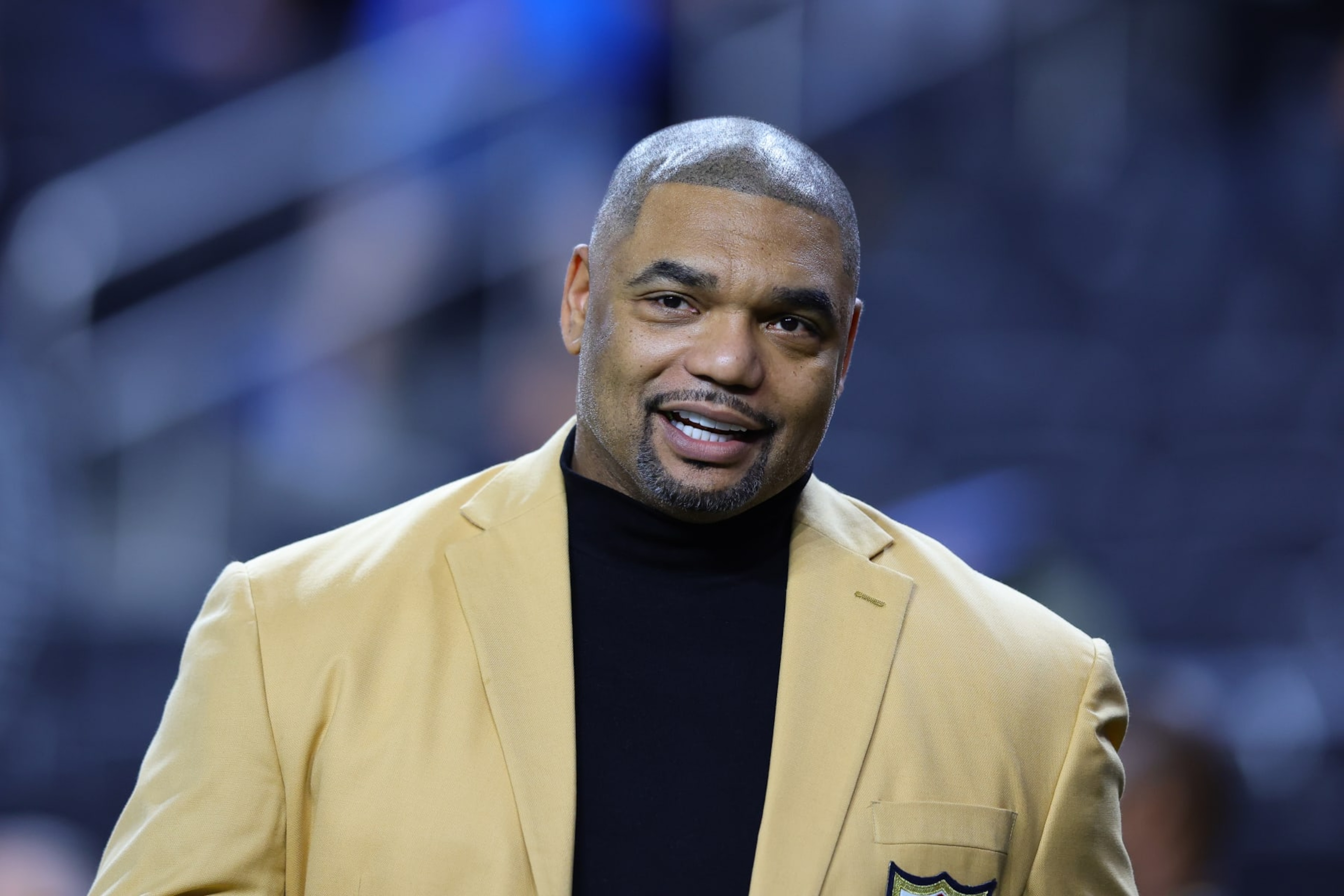 LAS VEGAS, NV - DECEMBER 14: Former Raider and Pro Football Hall Of Fame Richard Vershaun Seymour before the Los Angeles Chargers vs Las Vegas Raiders game on December 14, 2023, at Allegiant Stadium in Las Vegas, NV. (Photo by Jordon Kelly/Icon Sportswire via Getty Images)