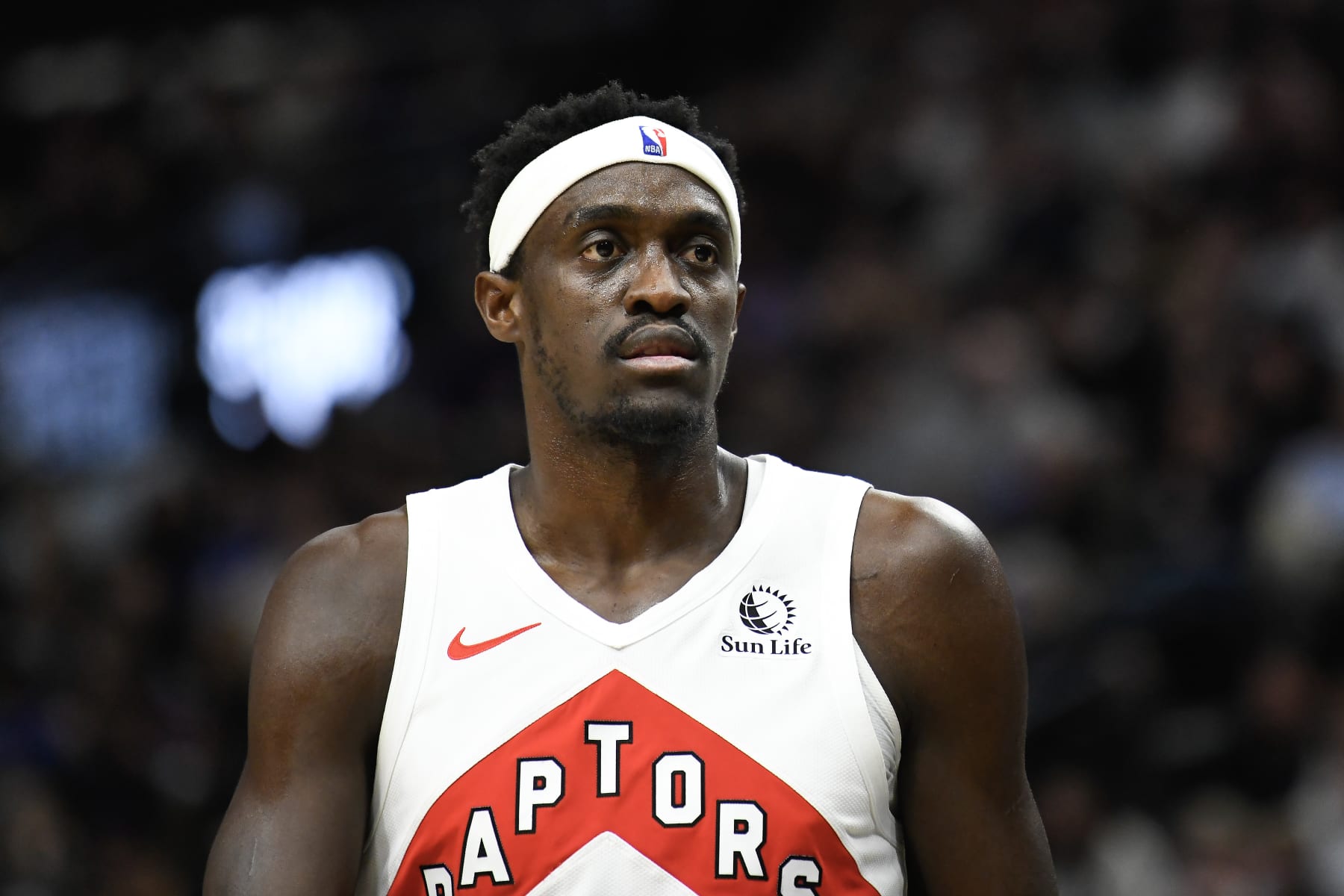 SALT LAKE CITY, UTAH - JANUARY 12: Pascal Siakam #43 of the Toronto Raptors looks on during the first half of a game against the Utah Jazz at Delta Center on January 12, 2024 in Salt Lake City, Utah. NOTE TO USER: User expressly acknowledges and agrees that, by downloading and or using this photograph, User is consenting to the terms and conditions of the Getty Images License Agreement. (Photo by Alex Goodlett/Getty Images)