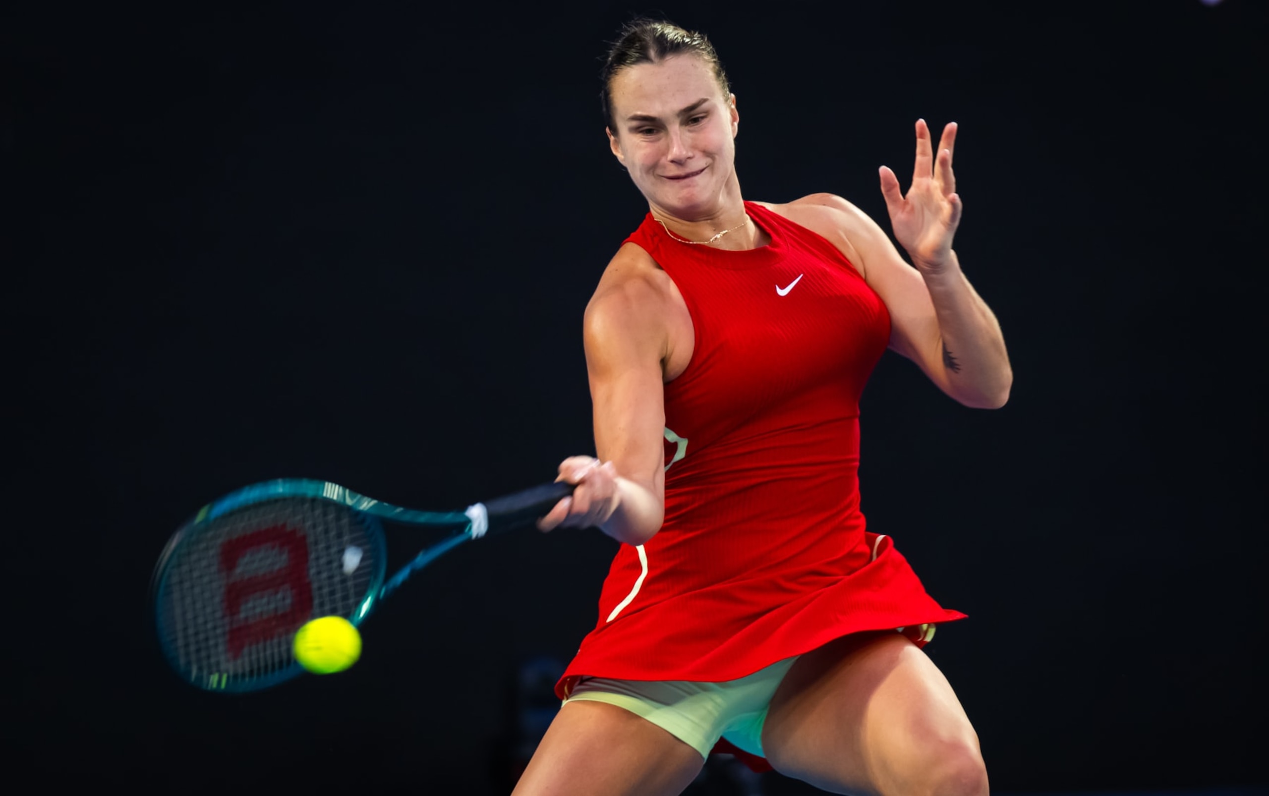 MELBOURNE, AUSTRALIA - JANUARY 17: Aryna Sabalenka in action against Brenda Fruhvirtova of the Czech Republic in the second round on Day 4 of the 2024 Australian Open at Melbourne Park on January 17, 2024 in Melbourne, Australia (Photo by Robert Prange/Getty Images) MELBOURNE, AUSTRALIA - JANUARY 17: Aryna Sabalenka in action against Brenda Fruhvirtova of the Czech Republic in the second round on Day 4 of the 2024 Australian Open at Melbourne Park on January 17, 2024 in Melbourne, Australia (Photo by Robert Prange/Getty Images)