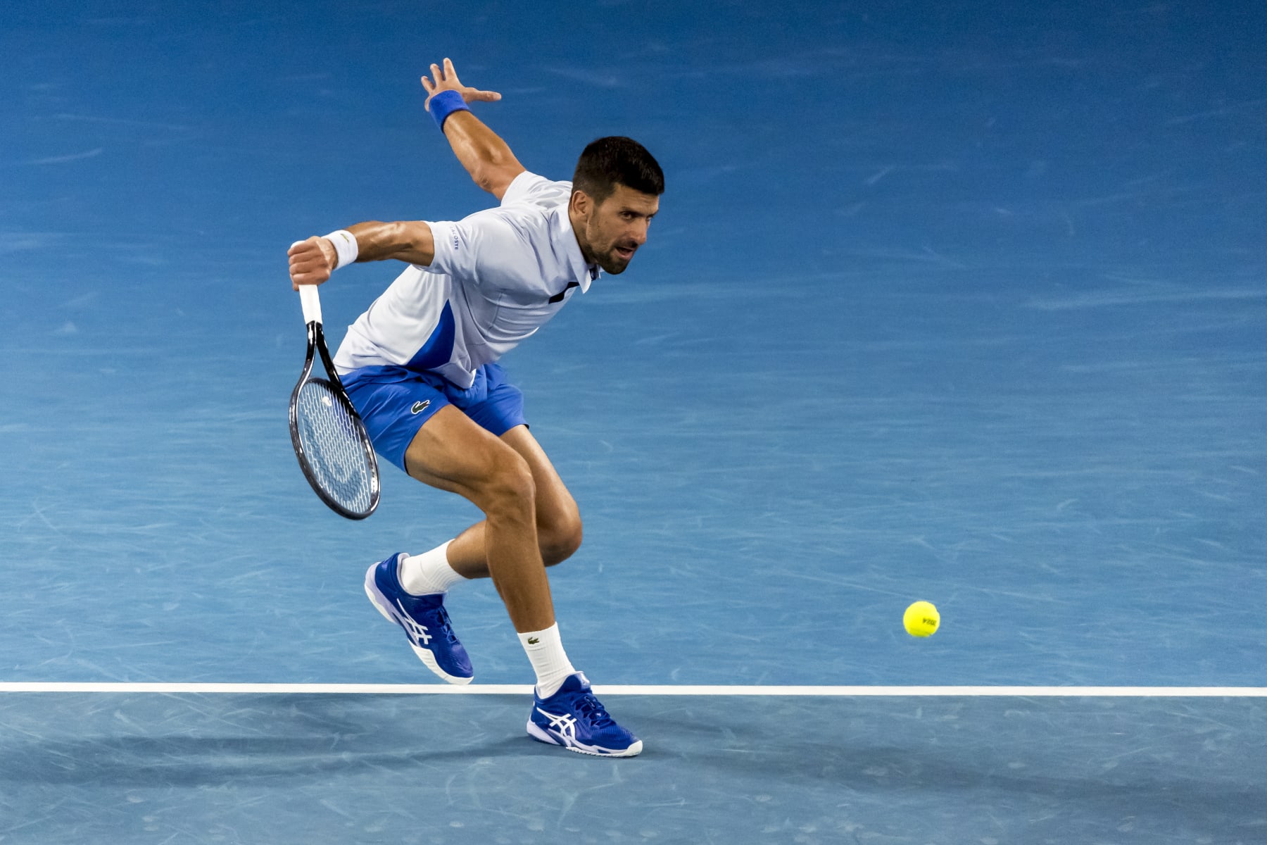 MELBOURNE, VIC - JANUARY 17: Novak Djokovic of Serbia in action during Round 2 of the 2024 Australian Open on January 17 2024, at Melbourne Park in Melbourne, Australia. (Photo by Jason Heidrich/Icon Sportswire via Getty Images)