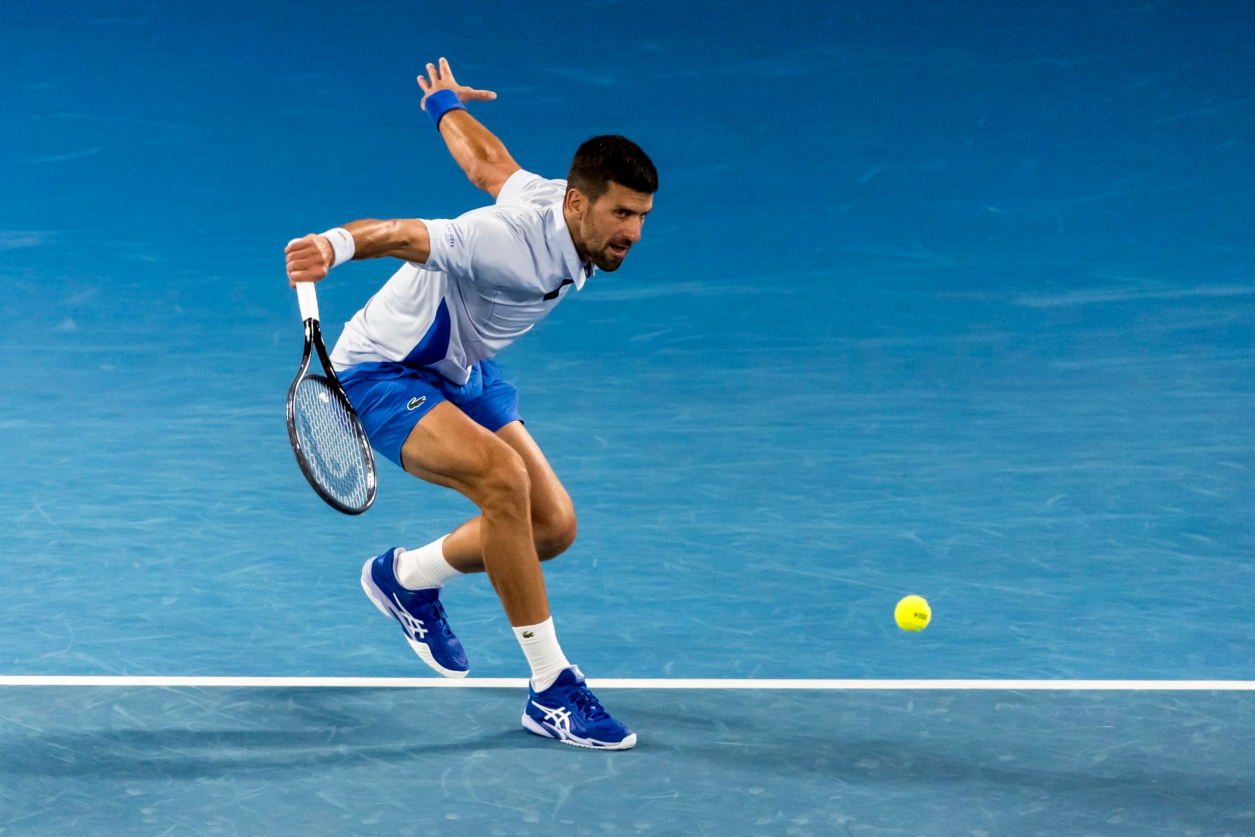 MELBOURNE, VIC - JANUARY 17: Novak Djokovic of Serbia in action during Round 2 of the 2024 Australian Open on January 17 2024, at Melbourne Park in Melbourne, Australia. (Photo by Jason Heidrich/Icon Sportswire via Getty Images) MELBOURNE, VIC - JANUARY 17: Novak Djokovic of Serbia in action during Round 2 of the 2024 Australian Open on January 17 2024, at Melbourne Park in Melbourne, Australia. (Photo by Jason Heidrich/Icon Sportswire via Getty Images)